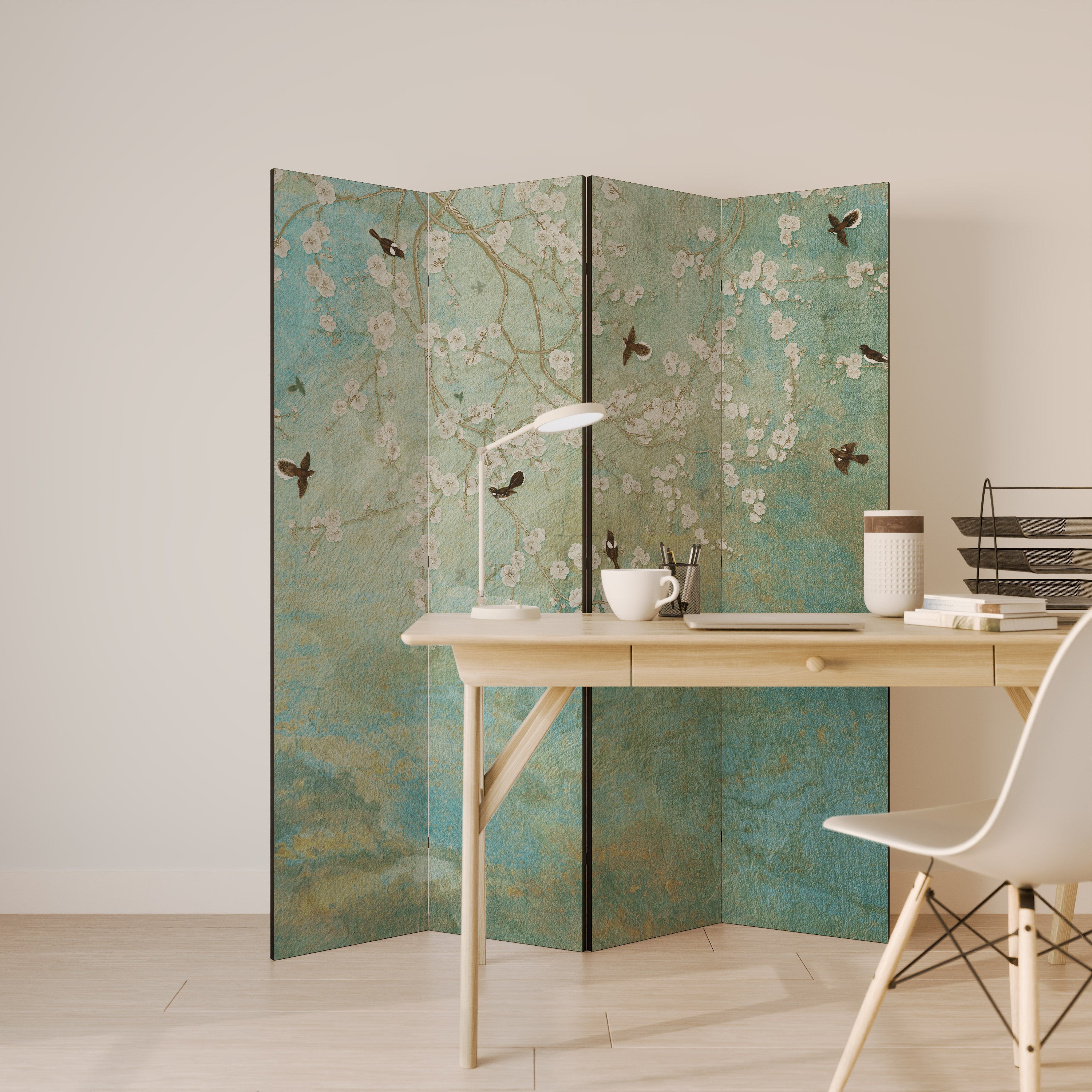 BLOOMING CHARM 4-Panel Room Divider