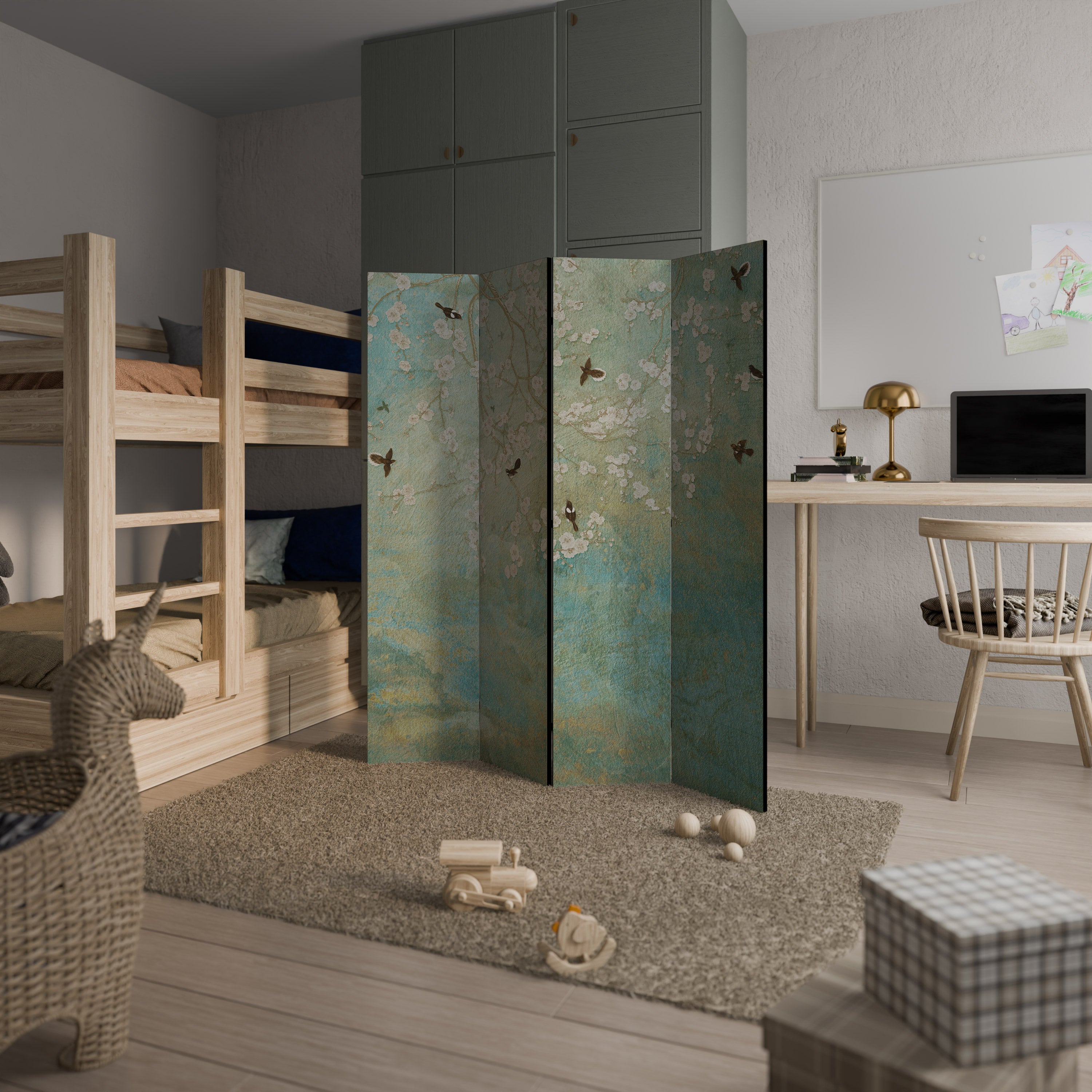 BLOOMING CHARM 4-Panel Room Divider