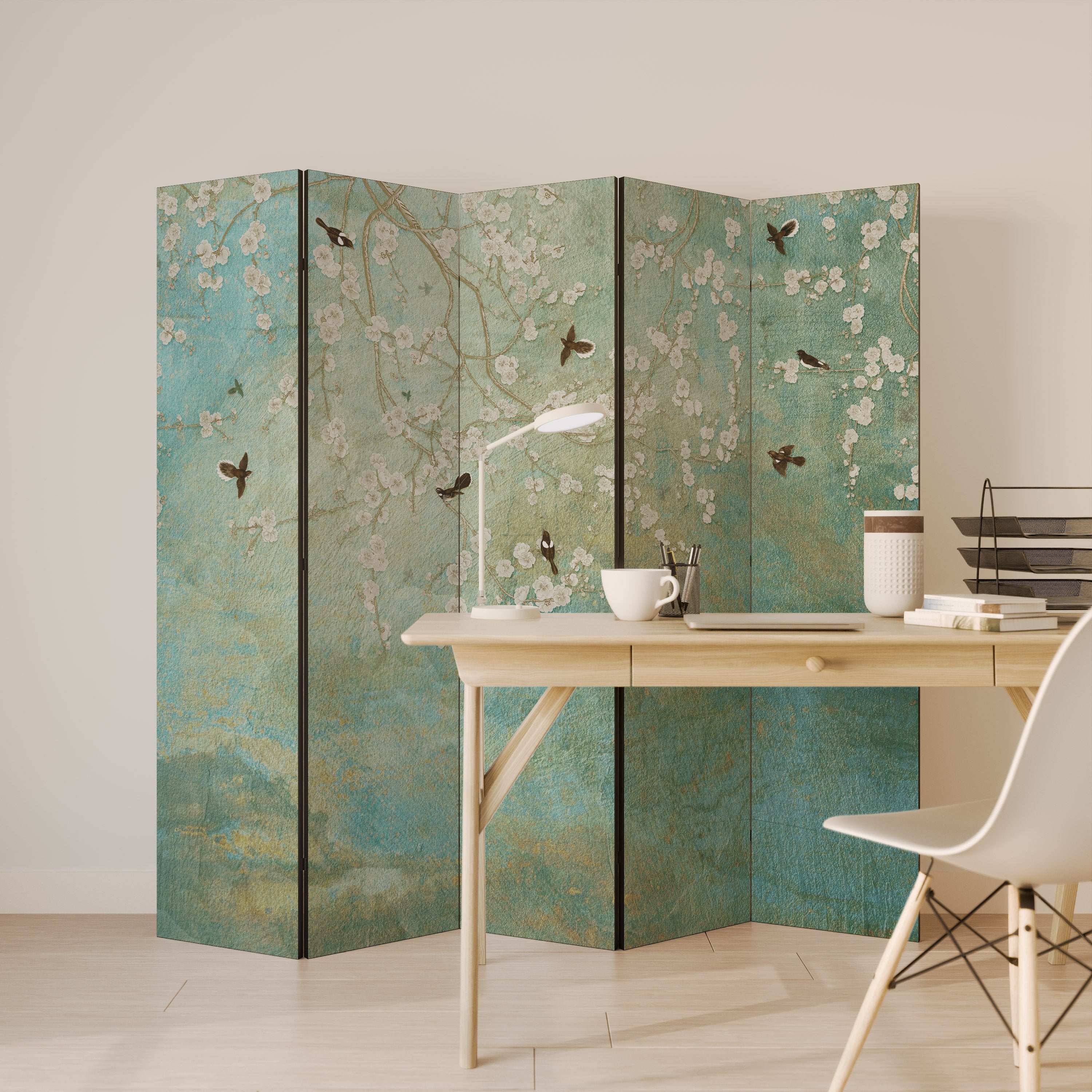 BLOOMING CHARM 5-Panel Room Divider