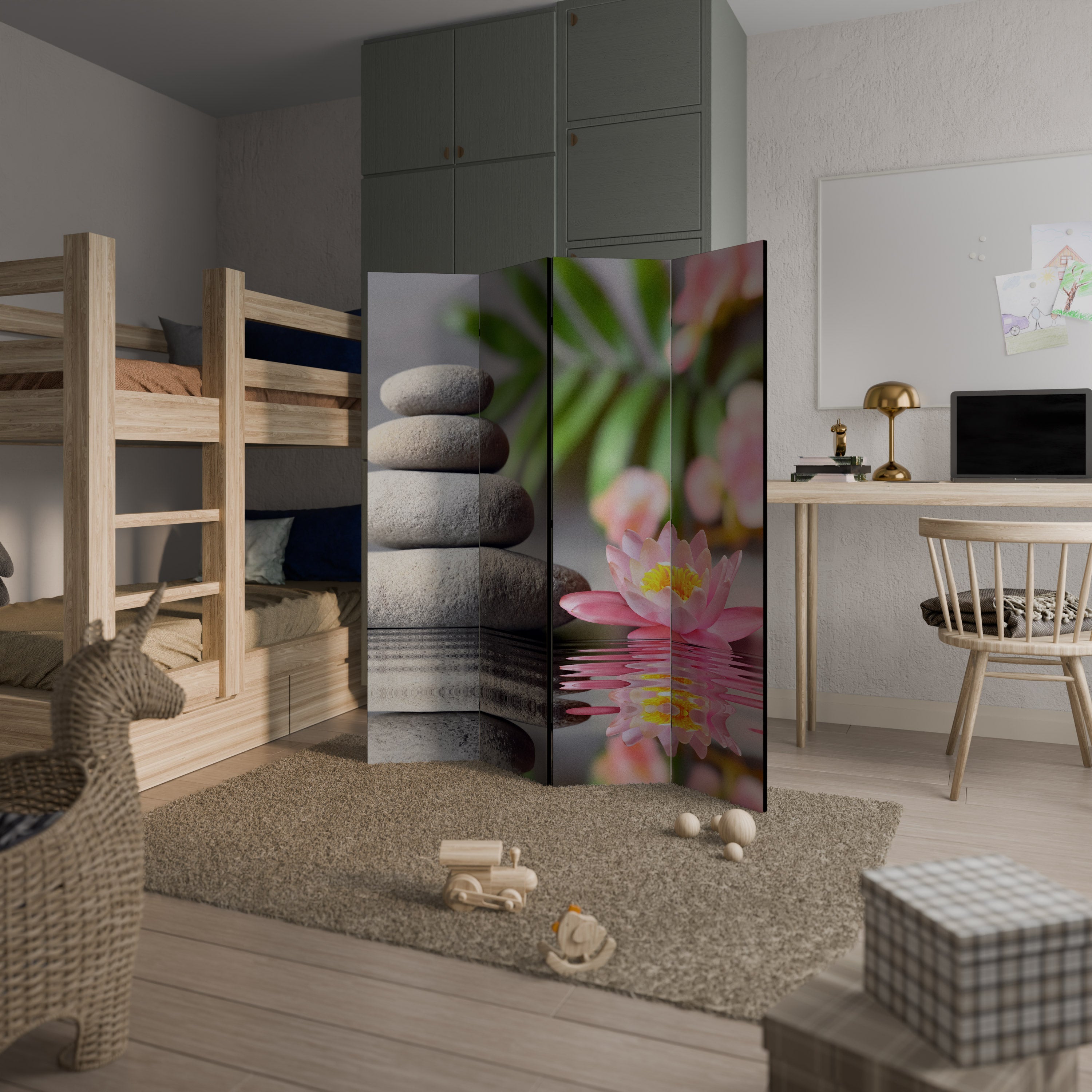 CALMING REFLECTIONS Decorative 4-Panel Room Divider