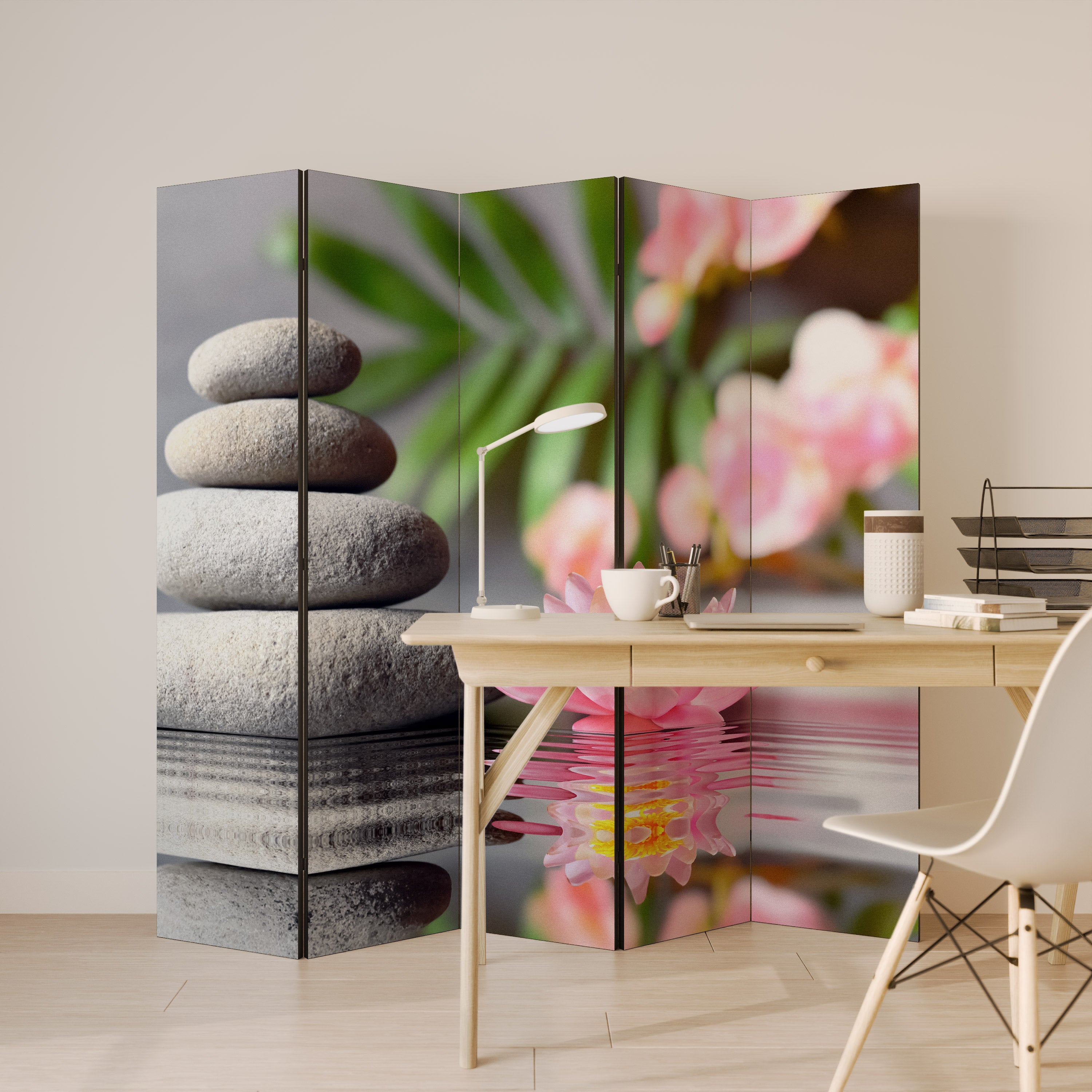 CALMING REFLECTIONS 5-Panel Room Divider