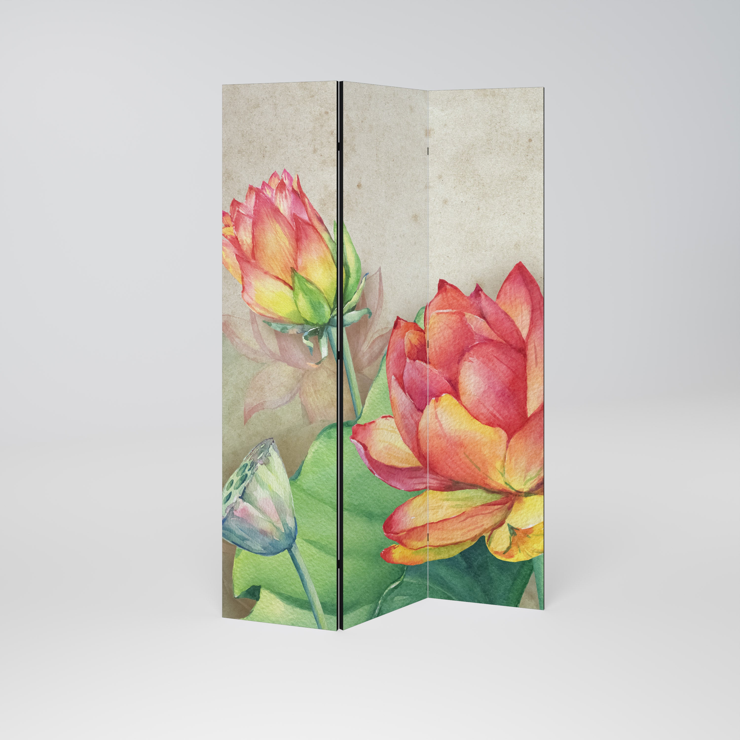 WHISPERING LOTUS BLOOMS Παραβάν με 3 πάνελ