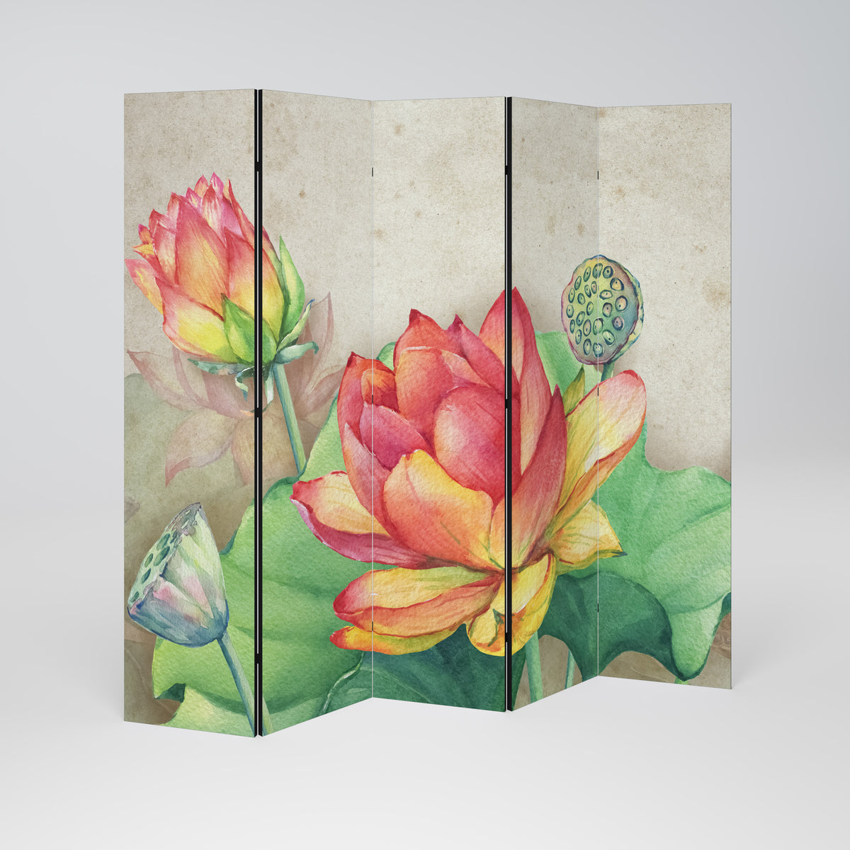 WHISPERING LOTUS BLOOMS Παραβάν με 5 πάνελ