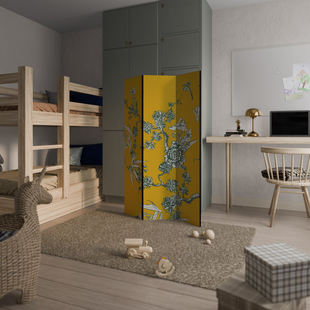 YELLOW CHINOISERIE Παραβάν με 3 πάνελ
