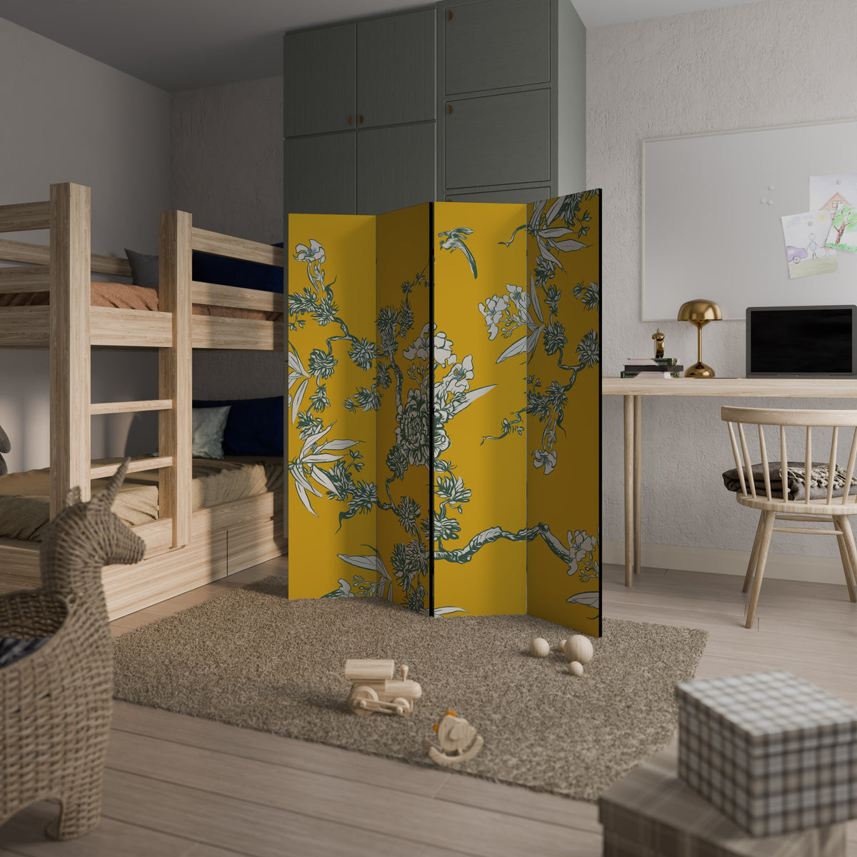 YELLOW CHINOISERIE Παραβάν με 4 πάνελ