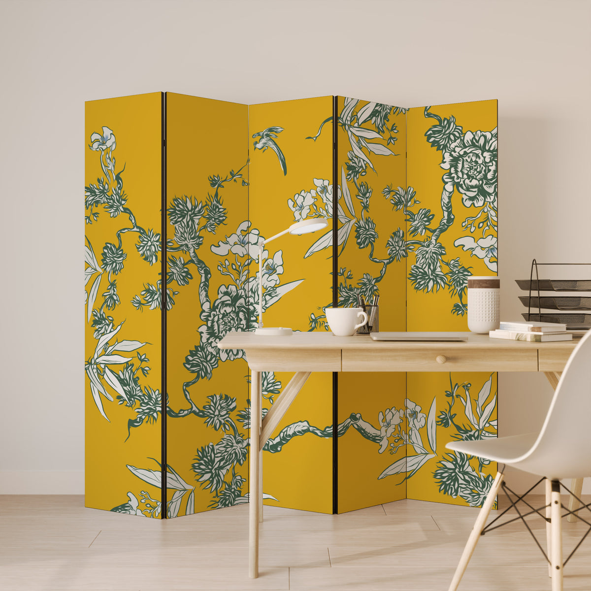 YELLOW CHINOISERIE Παραβάν με 5 πάνελ