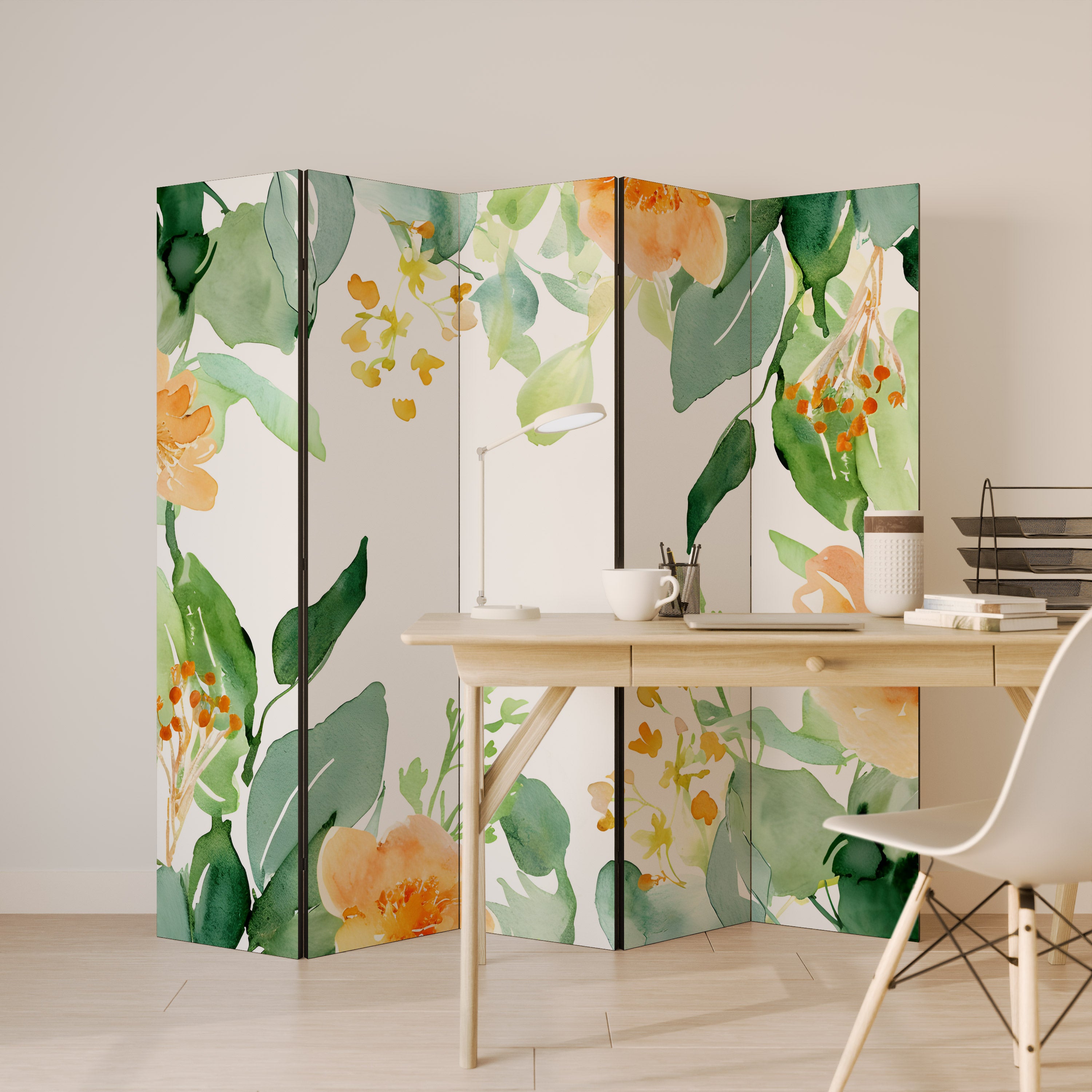 FLORAL SERENITY SPLIT 5-Panel Room Divider