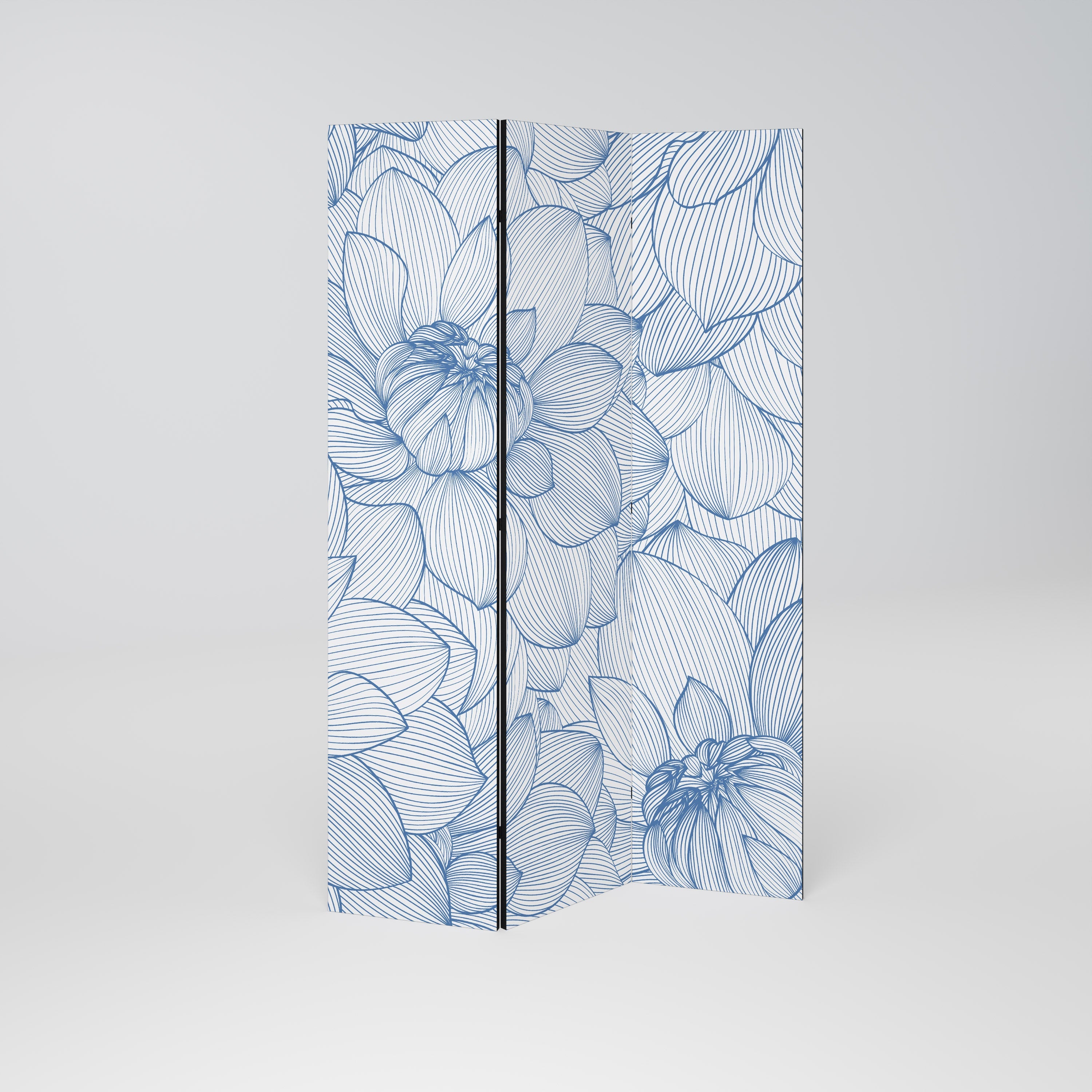 LUSH LINEAR BLOOMS Decorative 3-Panel Room Divider