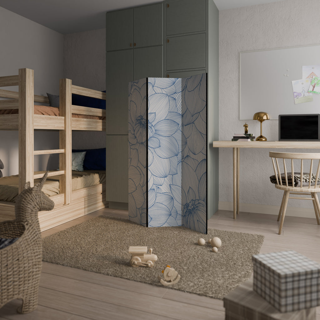 LUSH LINEAR BLOOMS 3-Panel Room Divider