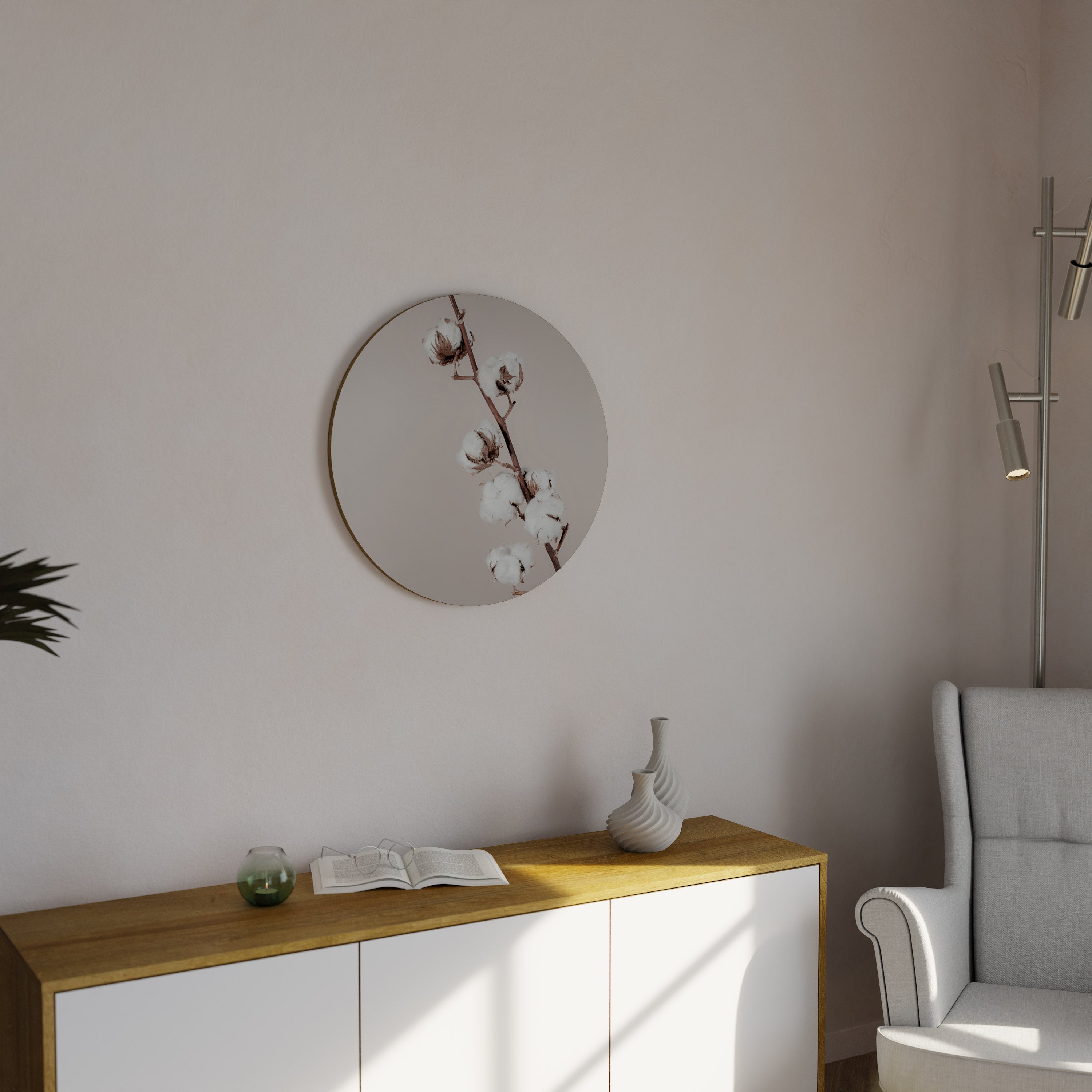 COTTON CLOUDS IN BALANCE Round Wall Art