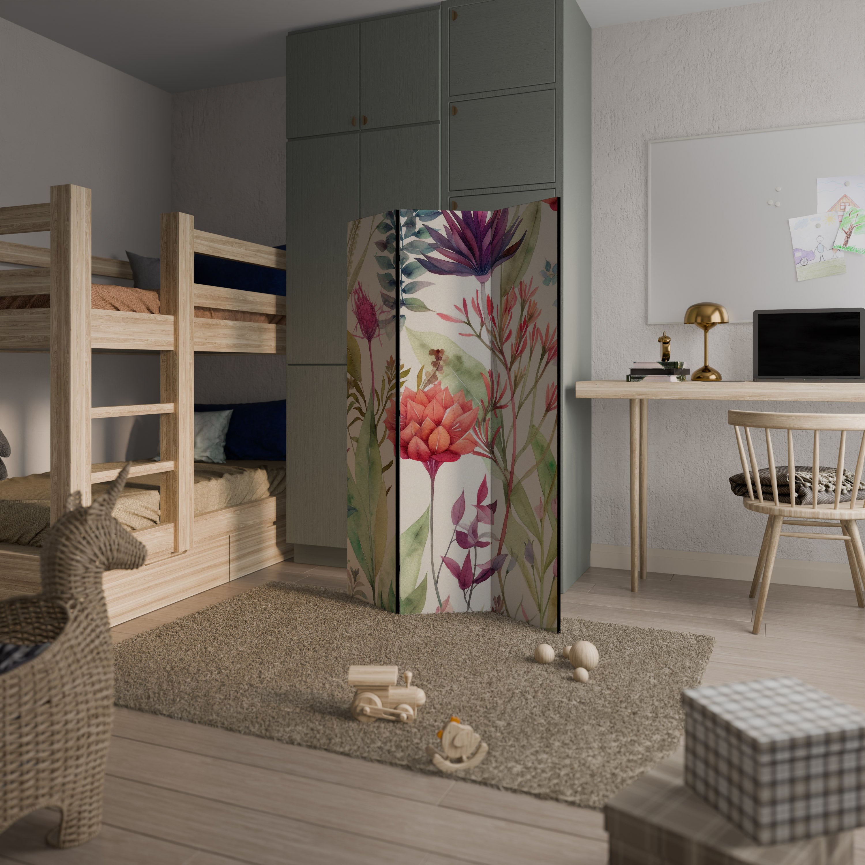 HERBAL FIESTA 3-Panel Room Divider