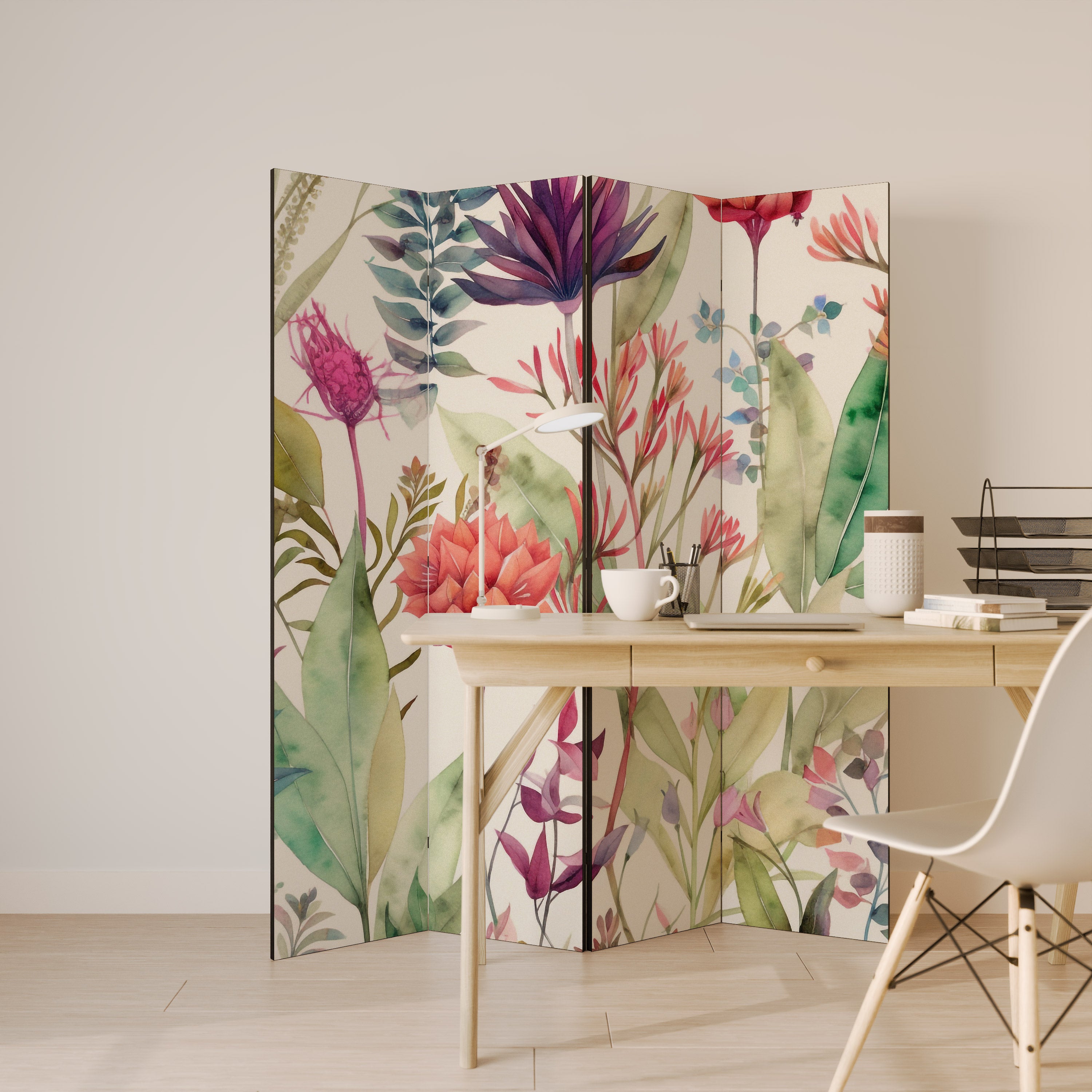 HERBAL FIESTA 4-Panel Room Divider