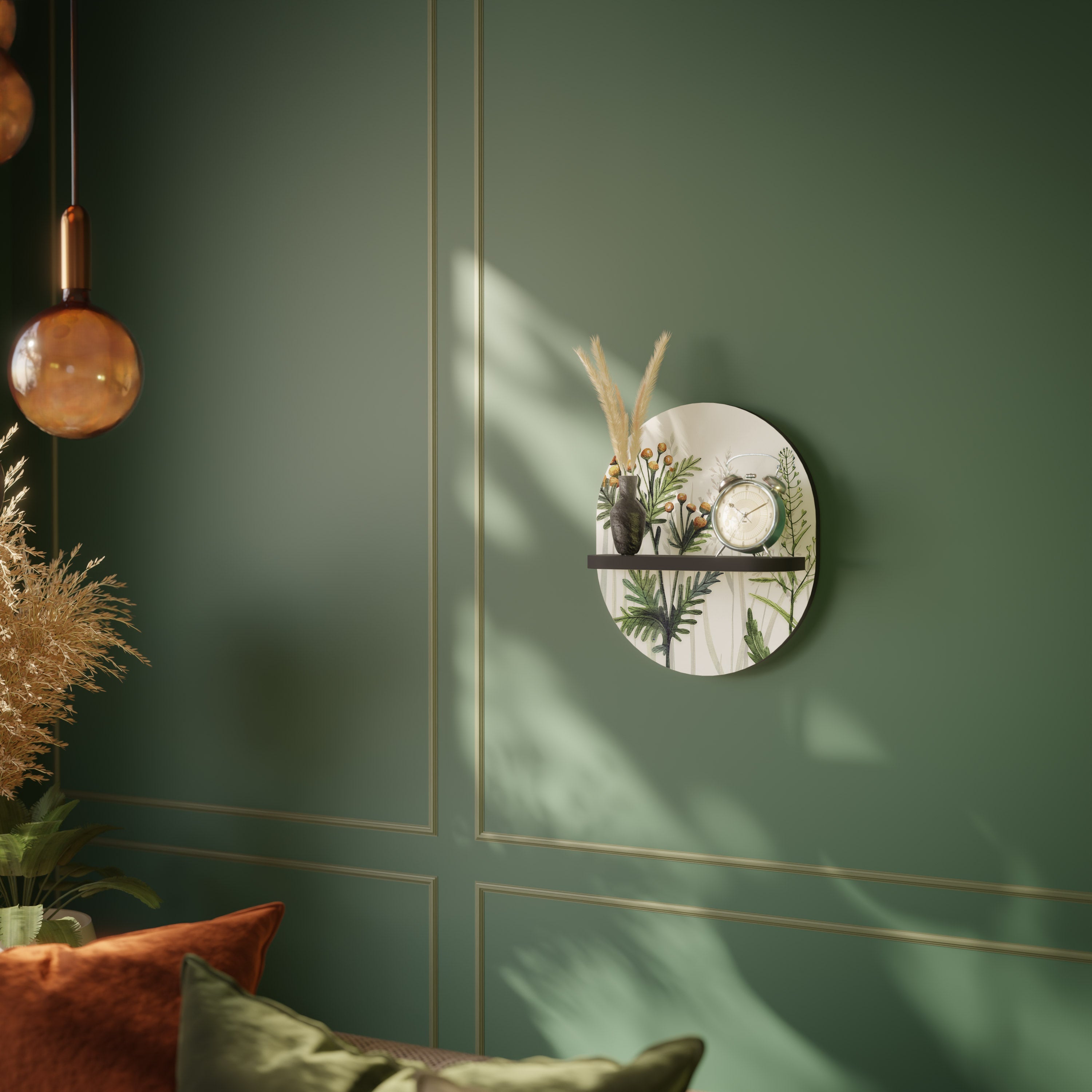 Οβάλ Ράφι Τέχνης HERBAL DREAM σε Μαύρο Φινίρισμα