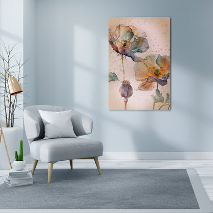 SOFTEN POPPY Κατακόρυφος Πίνακας σε Καμβά
