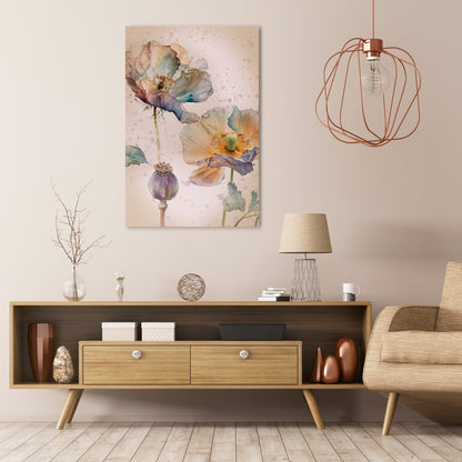 SOFTEN POPPY Κατακόρυφος Πίνακας σε Καμβά