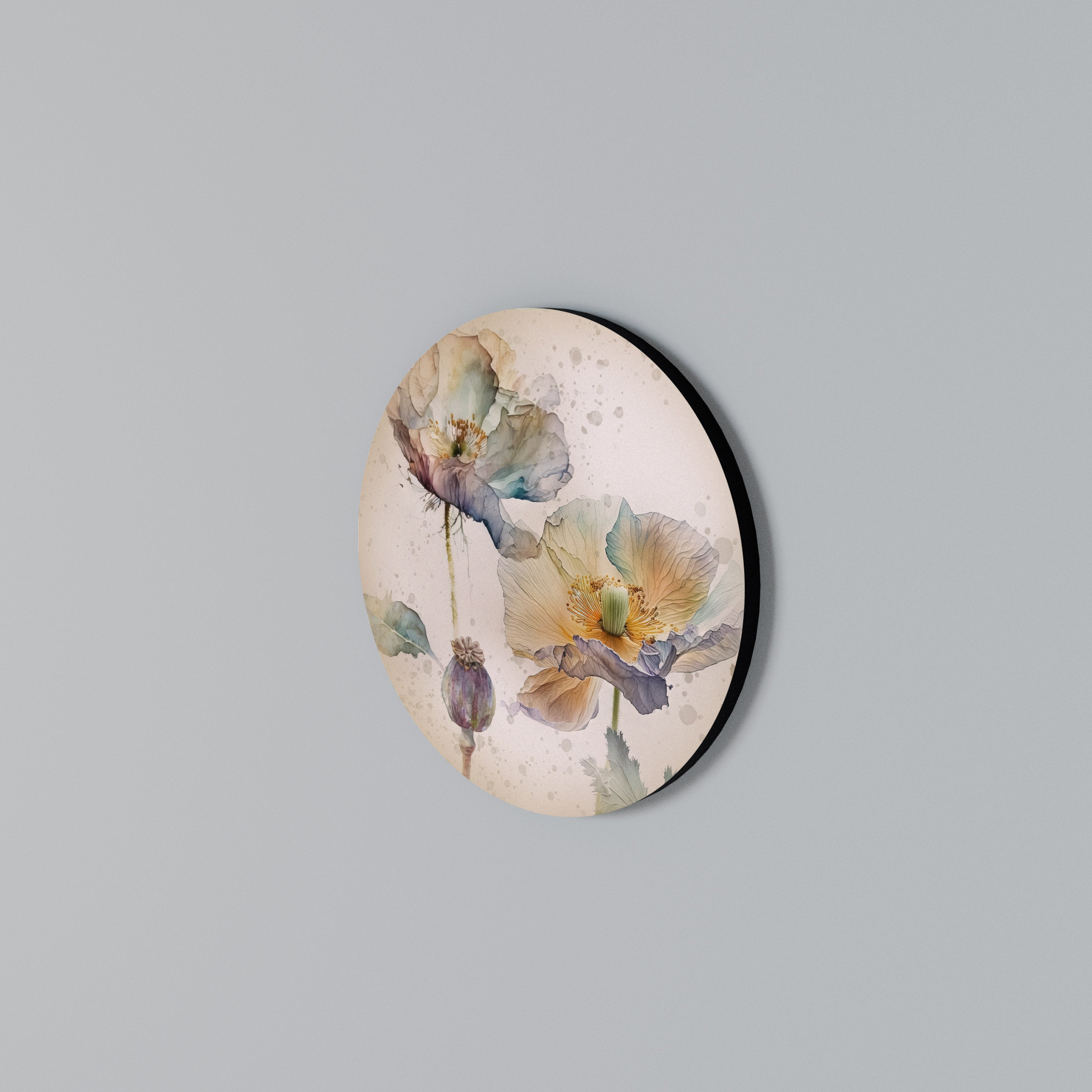 SOFTEN POPPY Round Wall Art