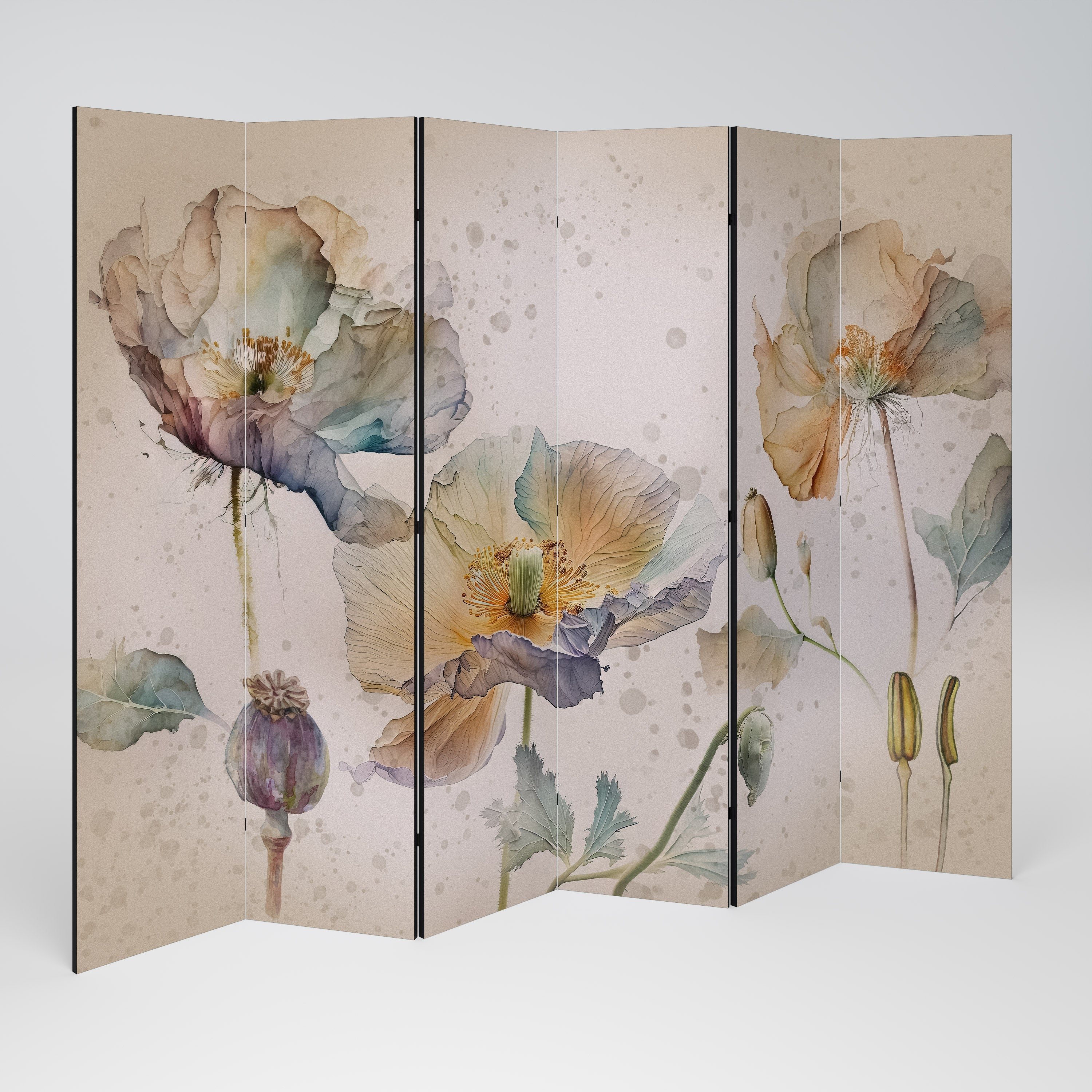 SOFTEN POPPY Decorative 6-Panel Room Divider