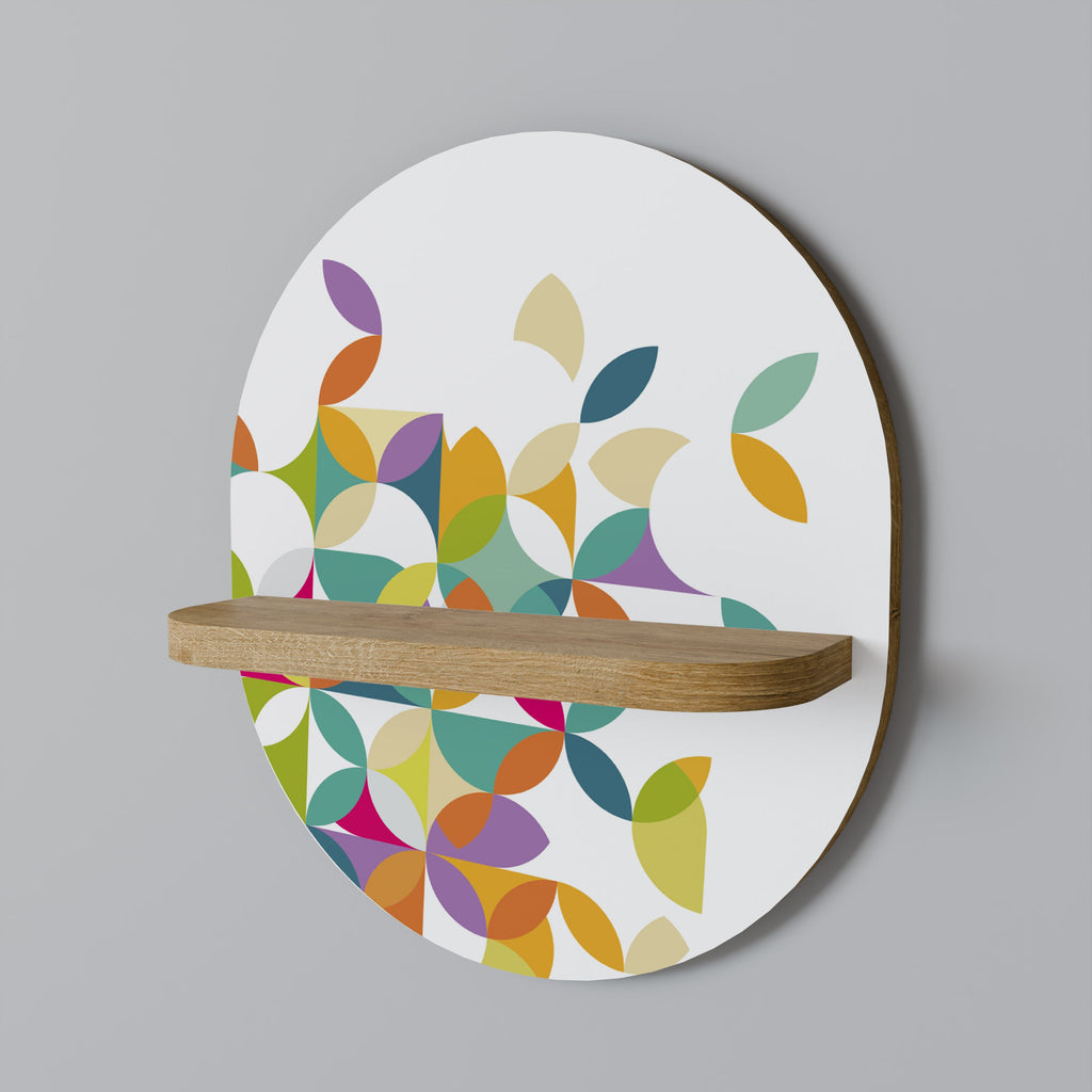 PIXEL BLOSSOM Oval Art Shelf In Oak Effect