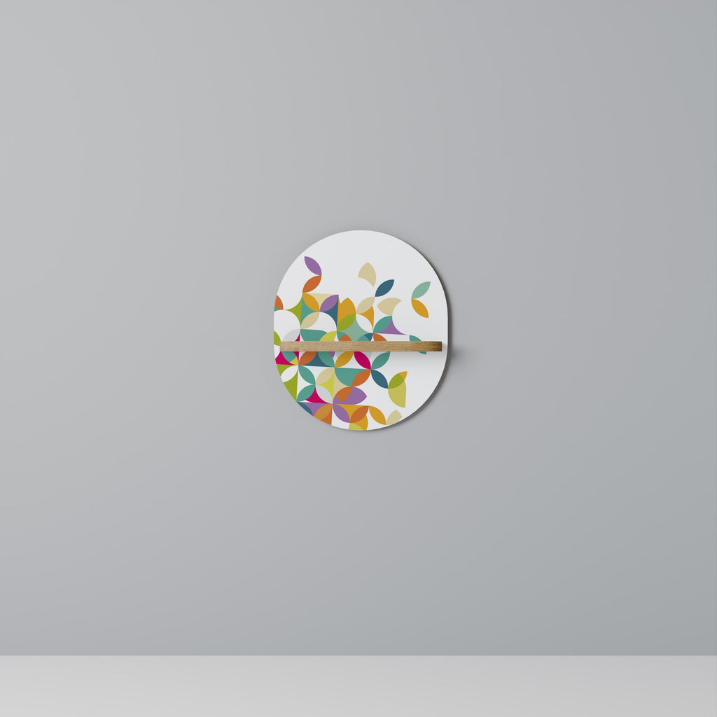 PIXEL BLOSSOM Oval Art Shelf In Oak Effect