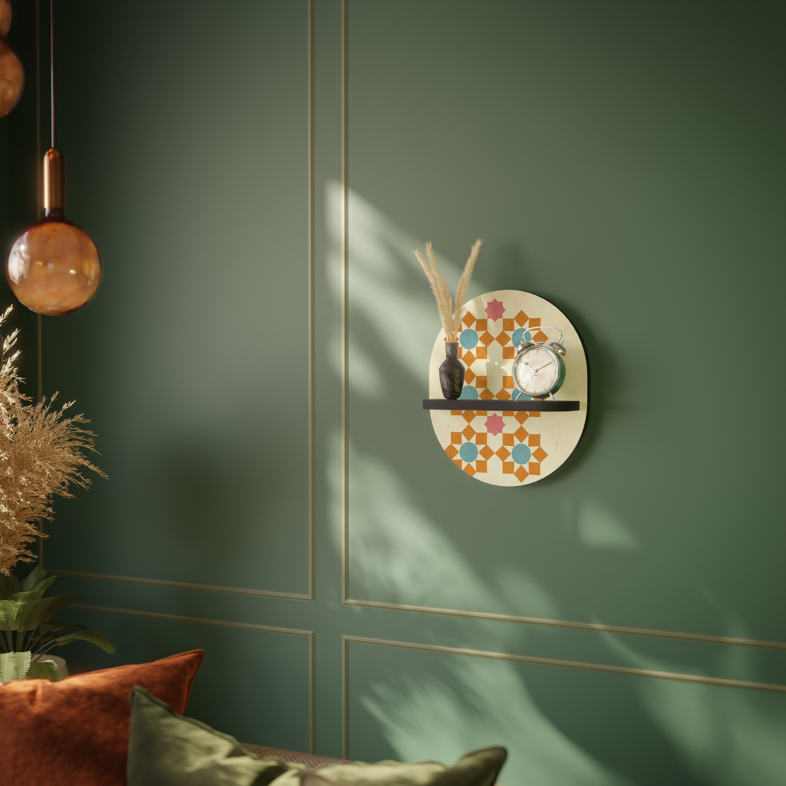Οβάλ Ράφι Τέχνης FLORAL DECOR σε Μαύρο Φινίρισμα