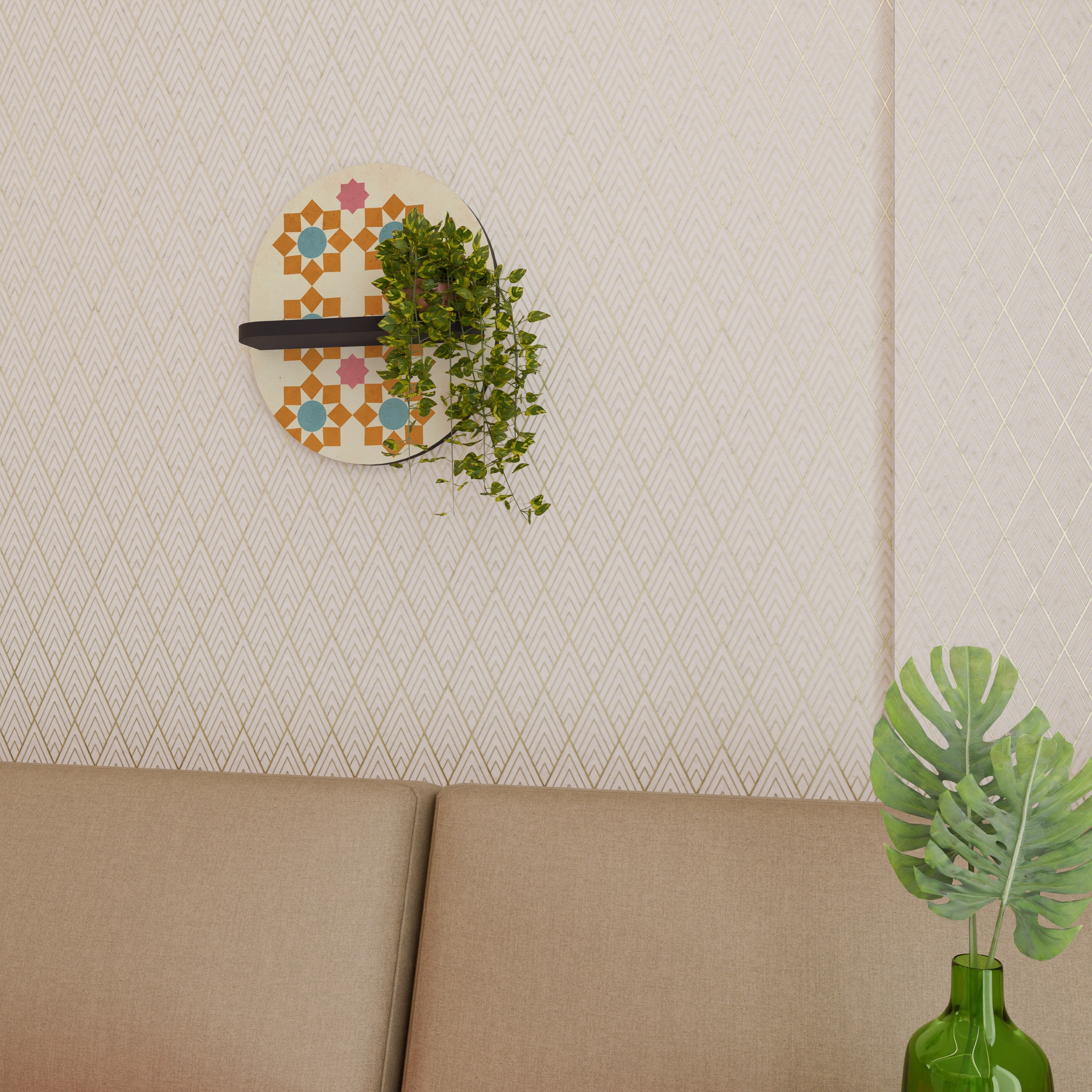 Οβάλ Ράφι Τέχνης FLORAL DECOR σε Μαύρο Φινίρισμα