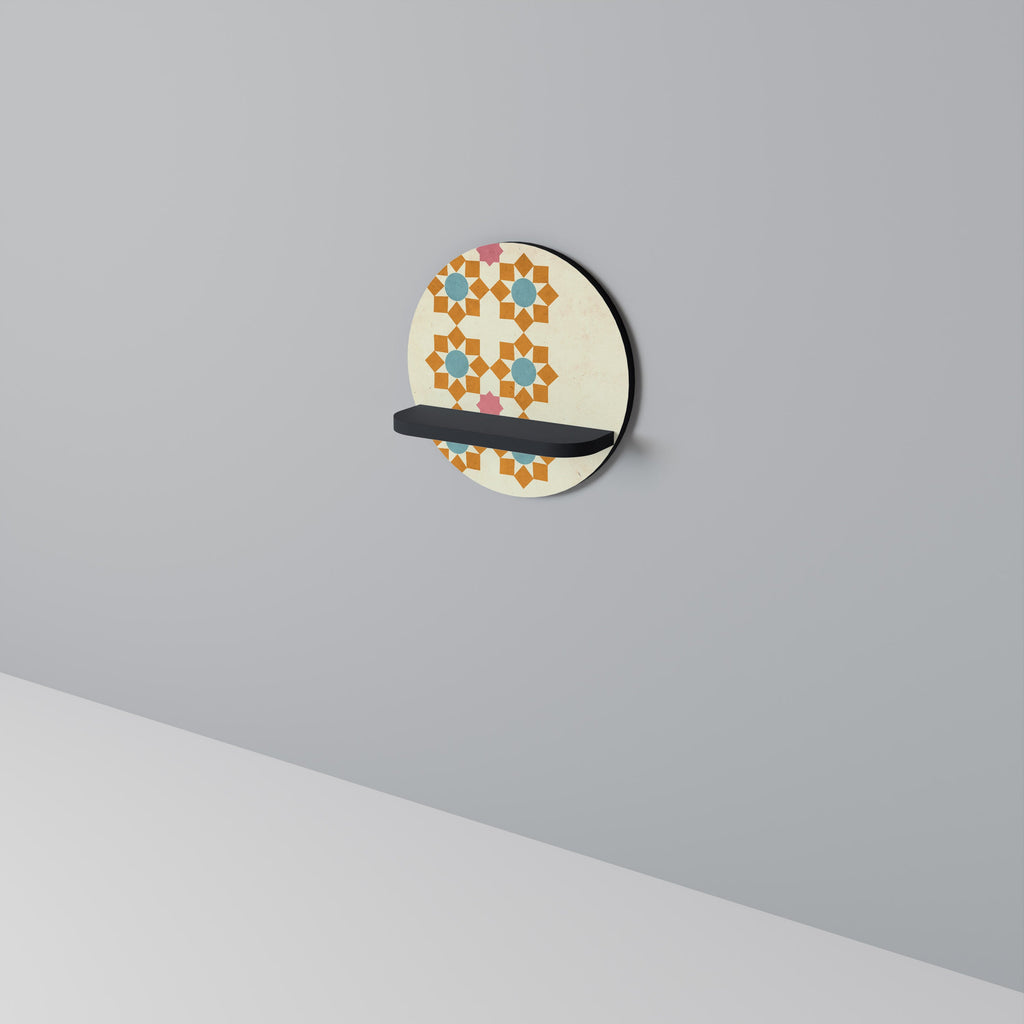 Στρογγυλό ράφι τέχνης FLORAL DECOR σε μαύρο φινίρισμα