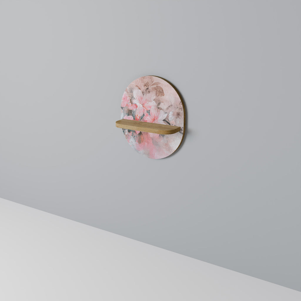CHERRY BLOSSOM Oval Art Shelf In Oak Effect