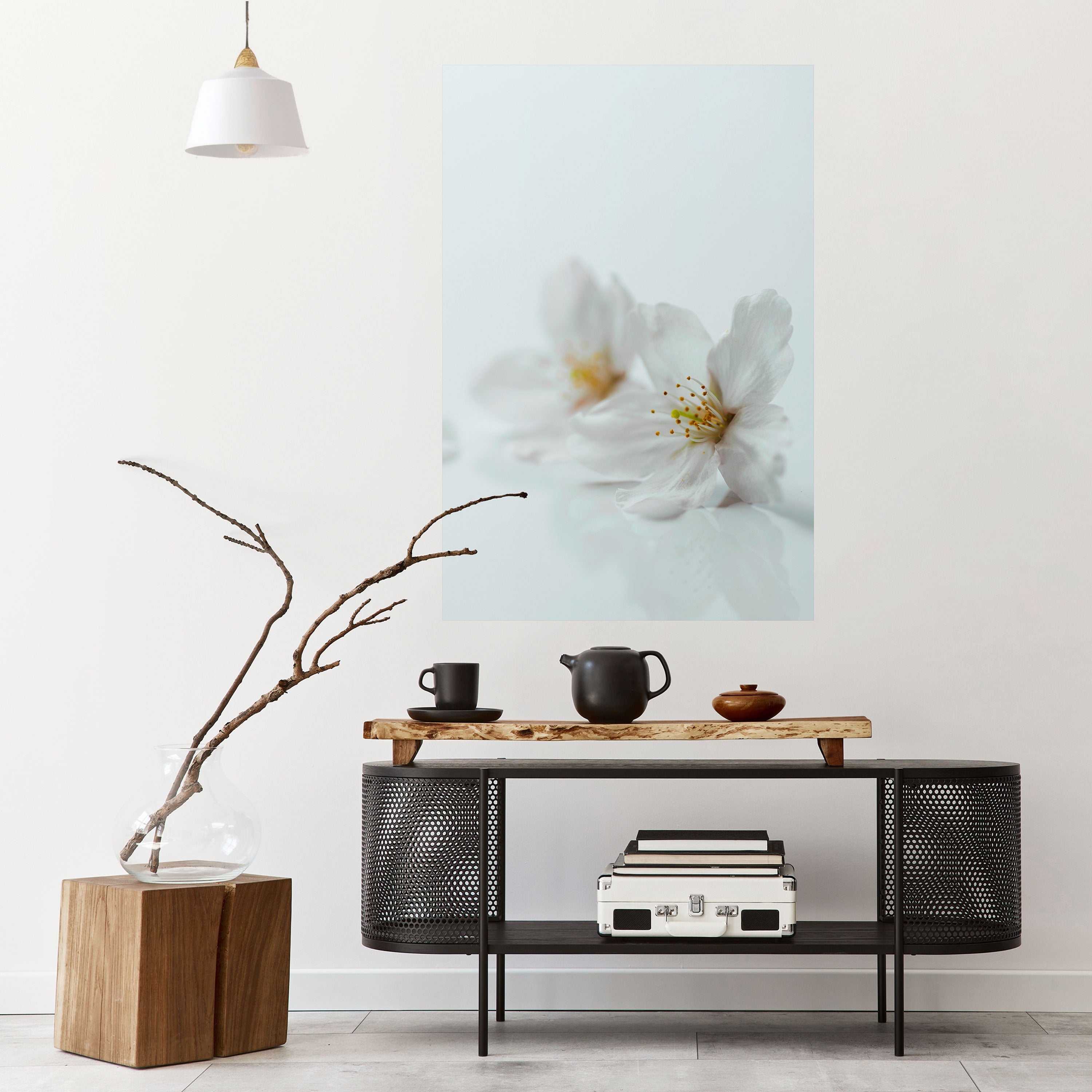 FLEETING WHITE PETALS Peel and Stick Vertical Poster