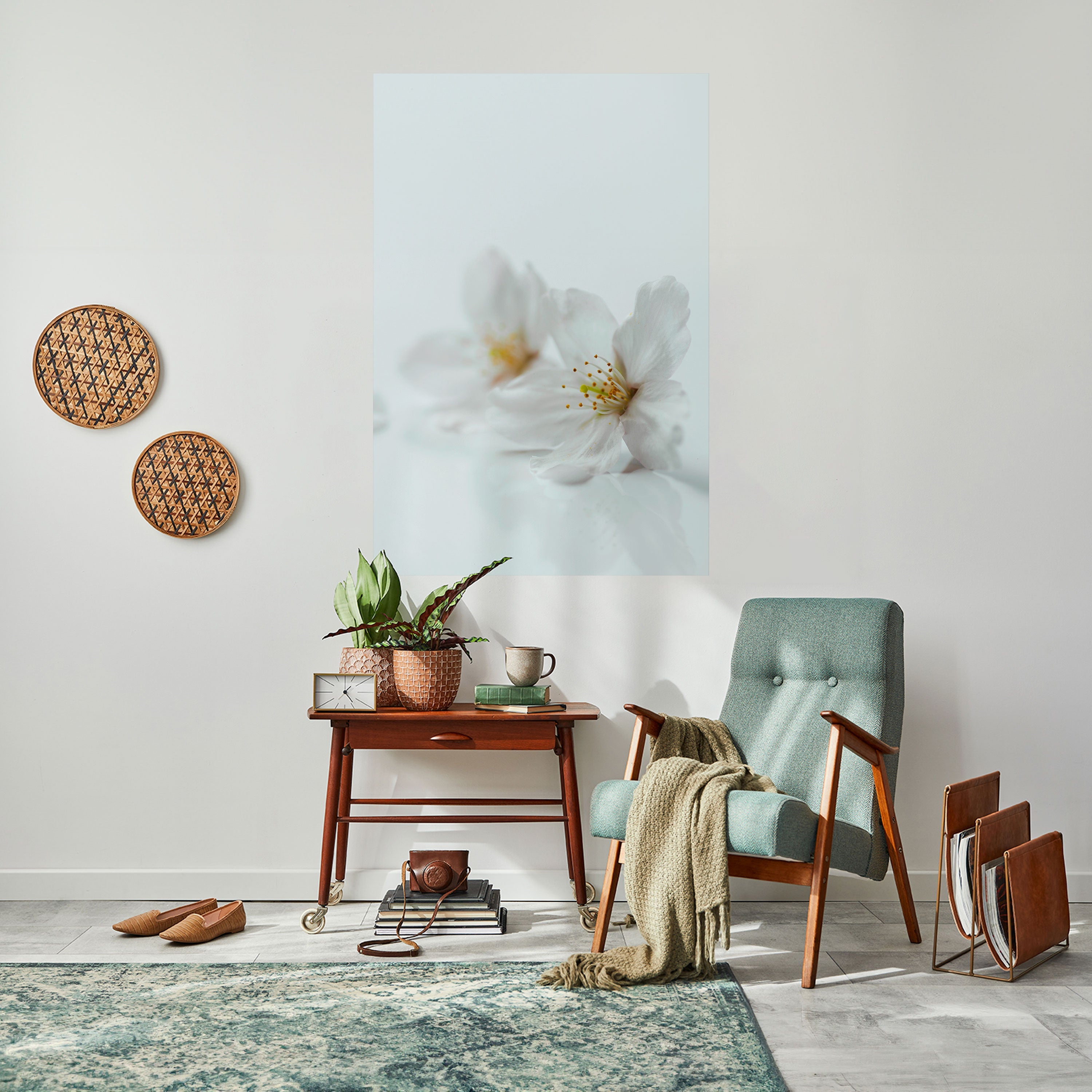 FLEETING WHITE PETALS Peel and Stick Vertical Poster
