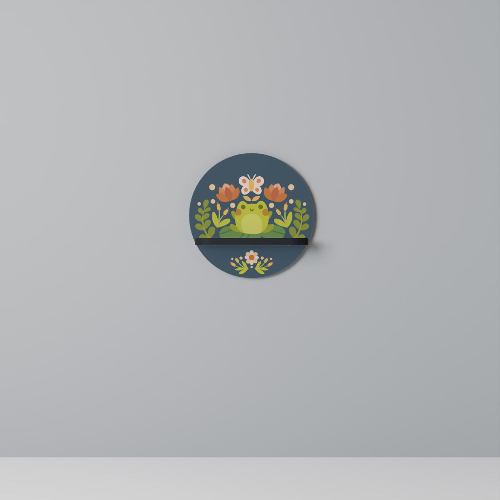MEADOW IDYLL Round Art Shelf In Black Finish