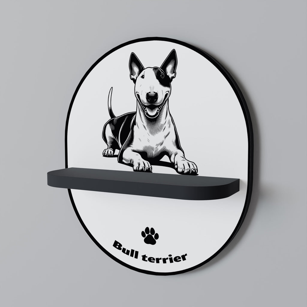 Οβάλ ράφι τέχνης BULL TERRIER σε μαύρο φινίρισμα