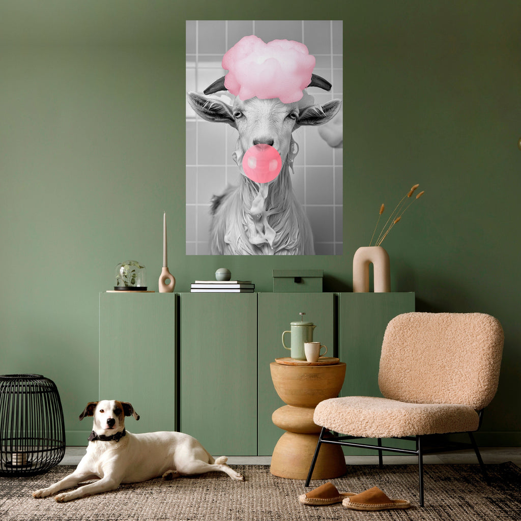Αφίσα με θέμα "BUBBLEGUM BOVINE BLISS" με θέμα "Peel and Stick"