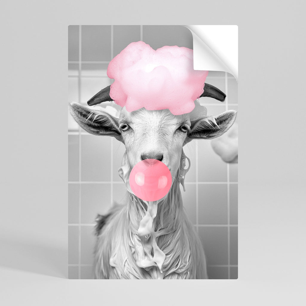 Αφίσα με θέμα "BUBBLEGUM BOVINE BLISS" με θέμα "Peel and Stick"
