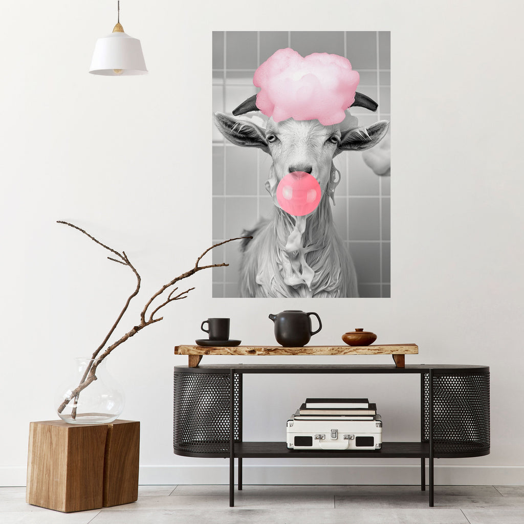 Αφίσα με θέμα "BUBBLEGUM BOVINE BLISS" με θέμα "Peel and Stick"