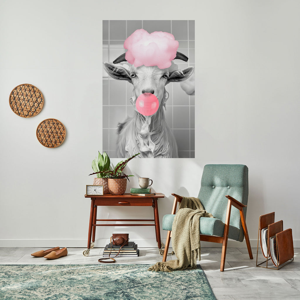 Αφίσα με θέμα "BUBBLEGUM BOVINE BLISS" με θέμα "Peel and Stick"