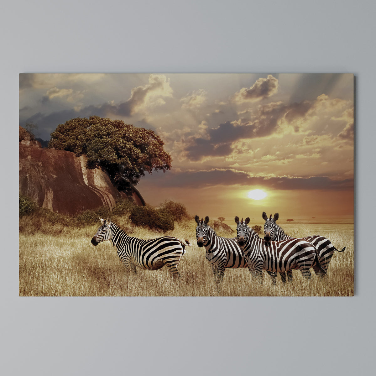 ZEBRA SUNSET SERENADE Horizontal Canvas Print