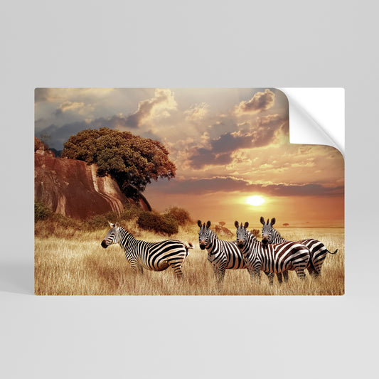 ZEBRA SUNSET SERENADE Αυτοκόλλητη Αφίσα οριζόντια