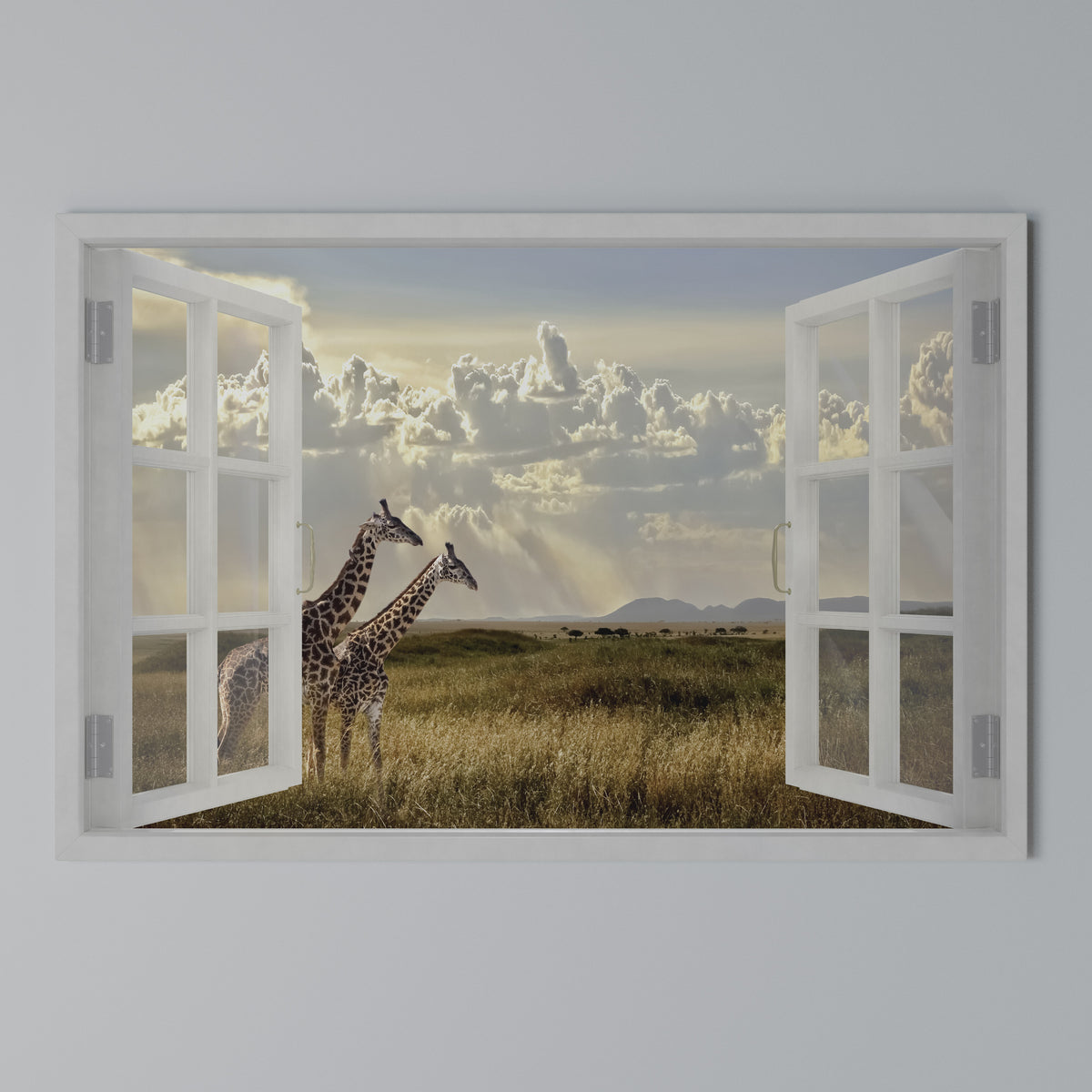 GIRAFFE GAZE WINDOW Horizontal Canvas Print
