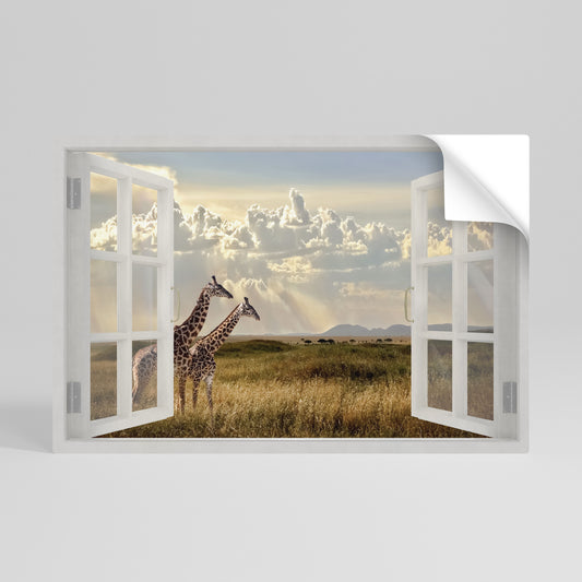 GIRAFFE GAZE WINDOW Αυτοκόλλητη Αφίσα οριζόντια