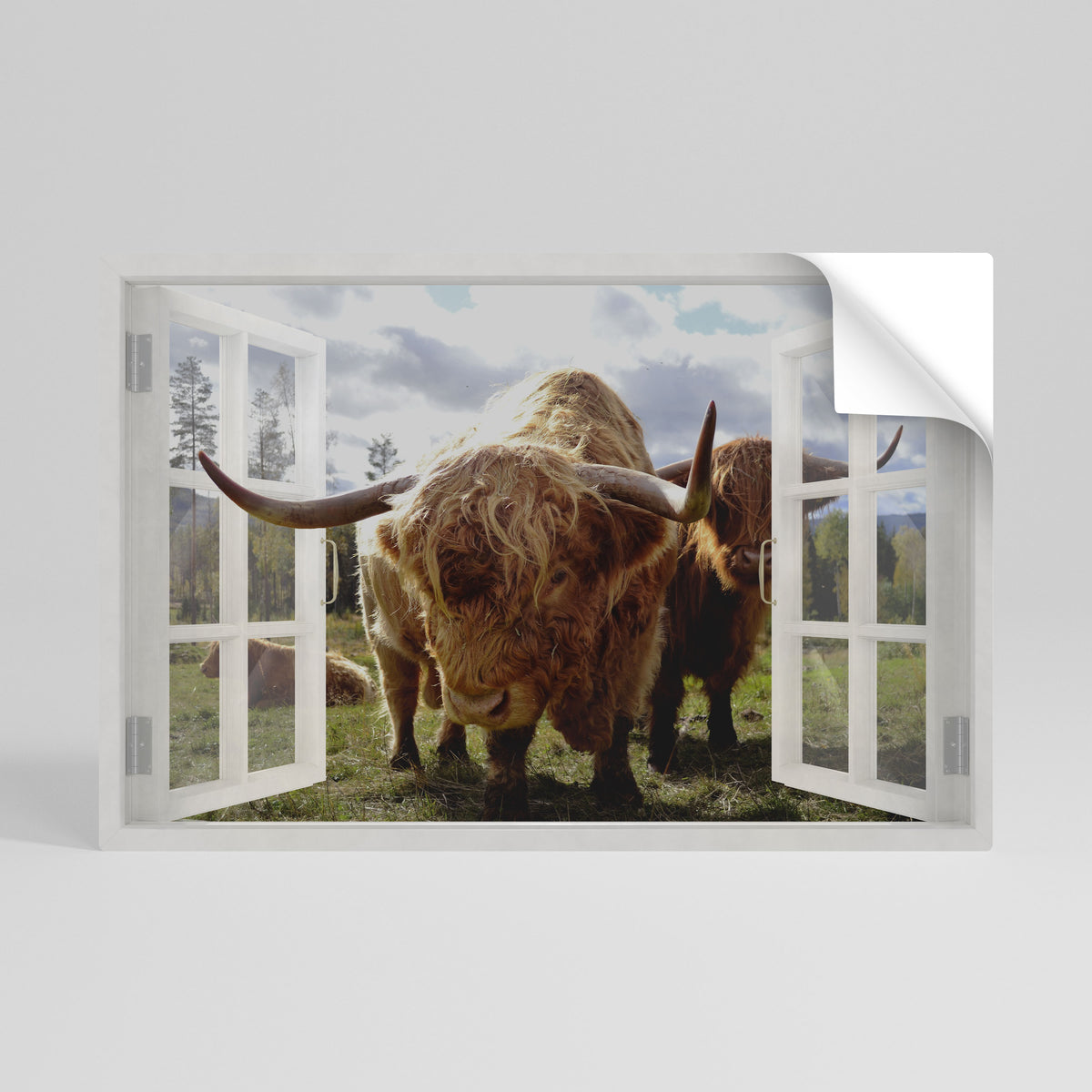 BOVINE WINDOW VISTA Peel and Stick Horizontal Poster
