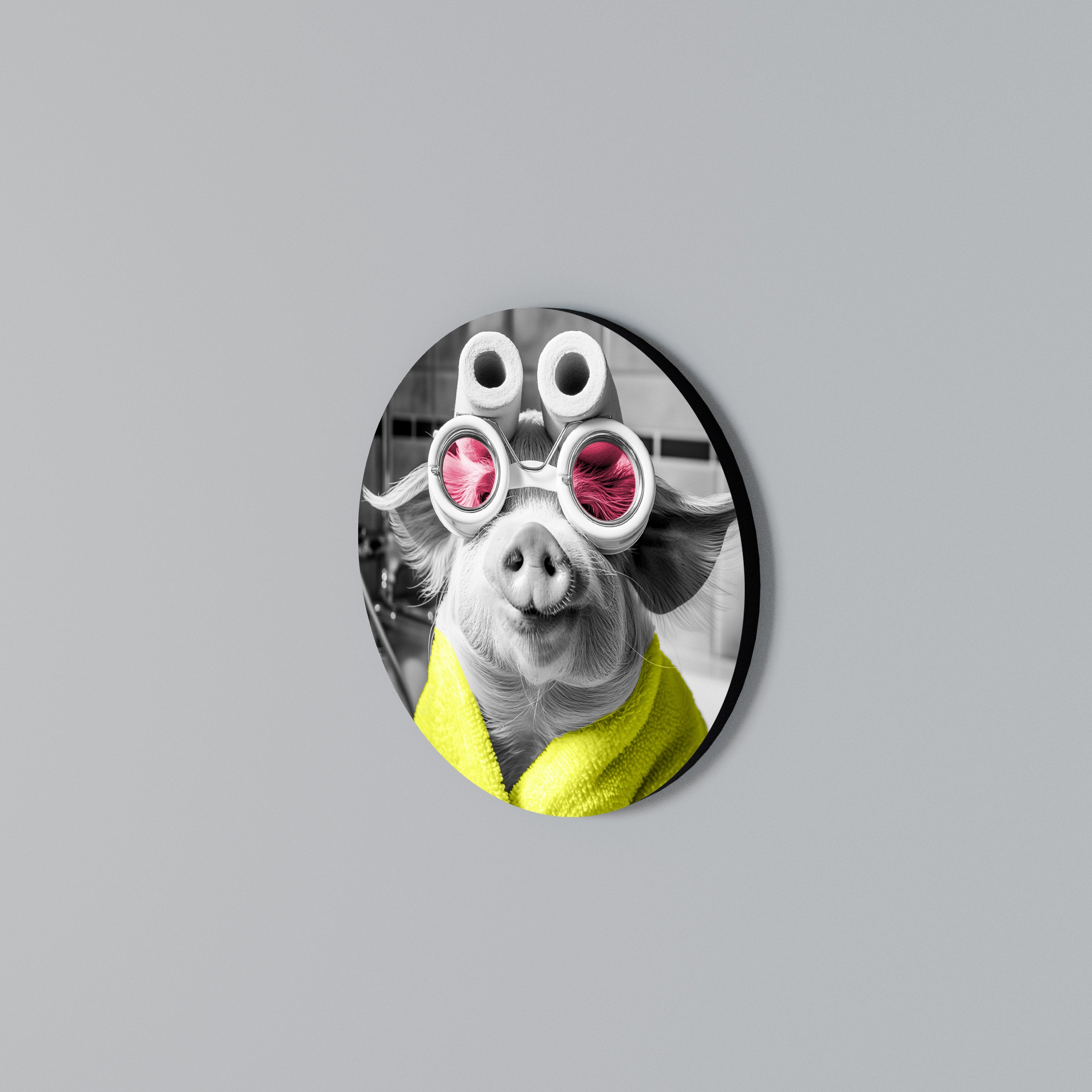 MORNING PIGLET Round Wall Art