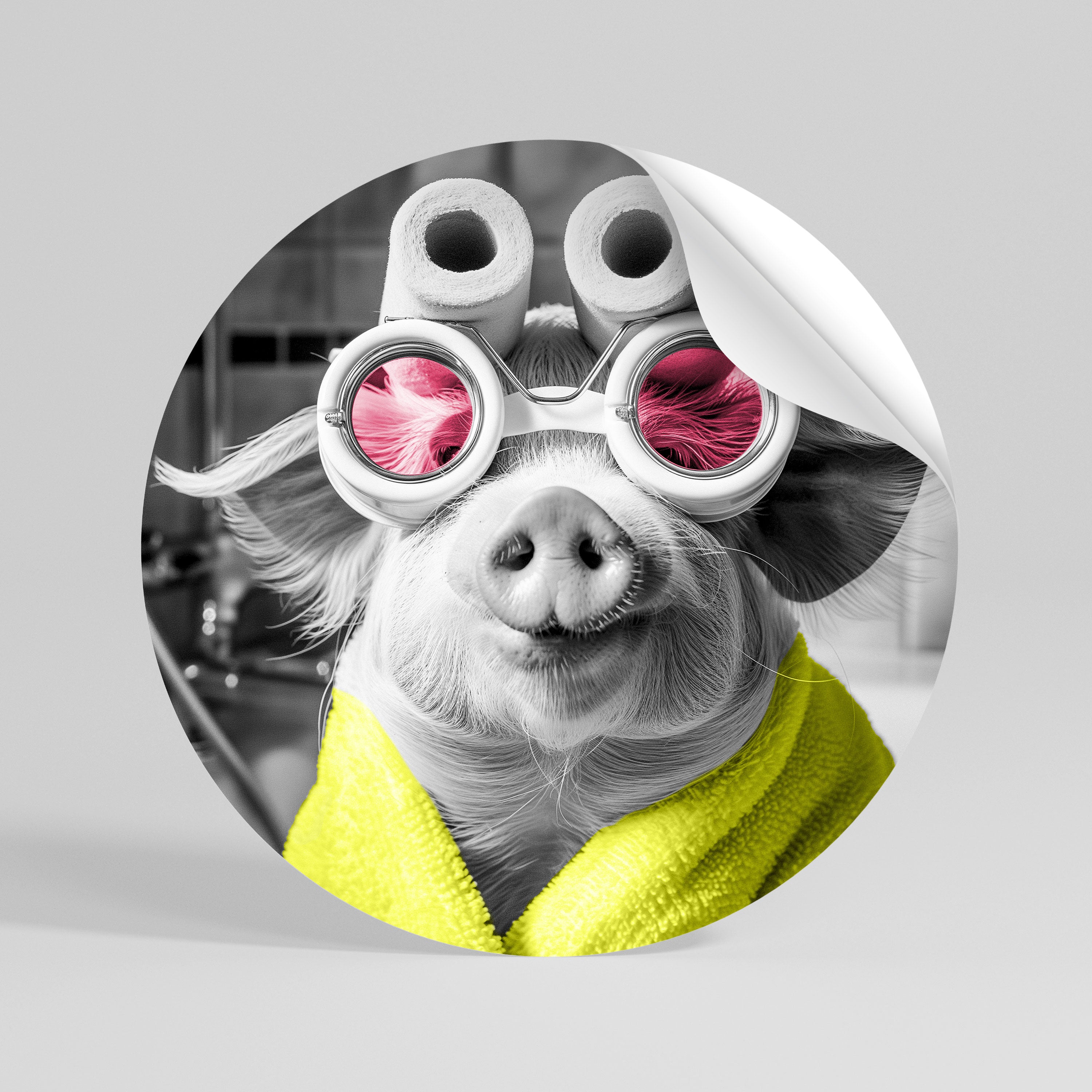 MORNING PIGLET Αυτοκόλλητη "Peel and Stick" Αφίσα στρογγυλή