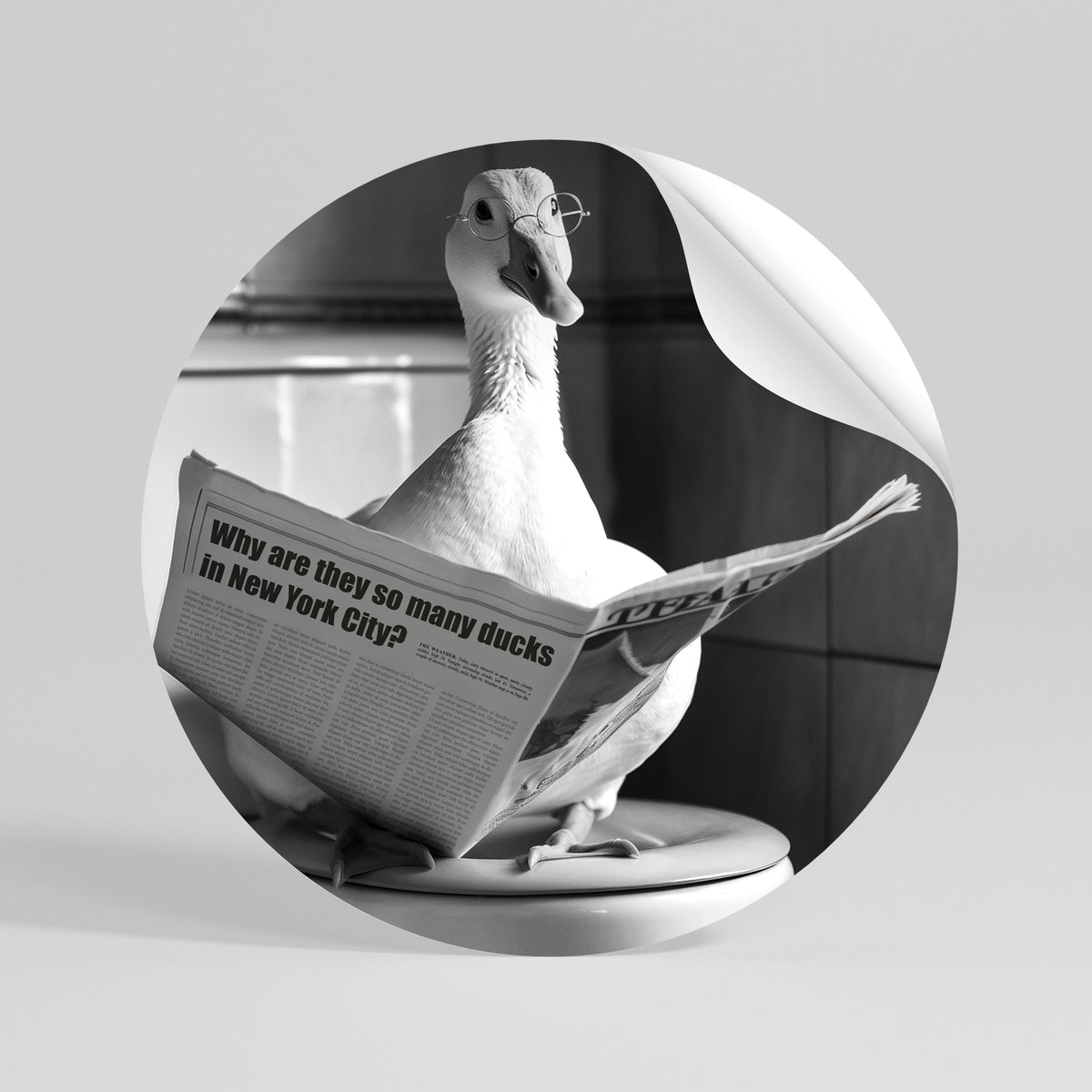 DUCKS IN THE CITY Αυτοκόλλητη Αφίσα στρογγυλή