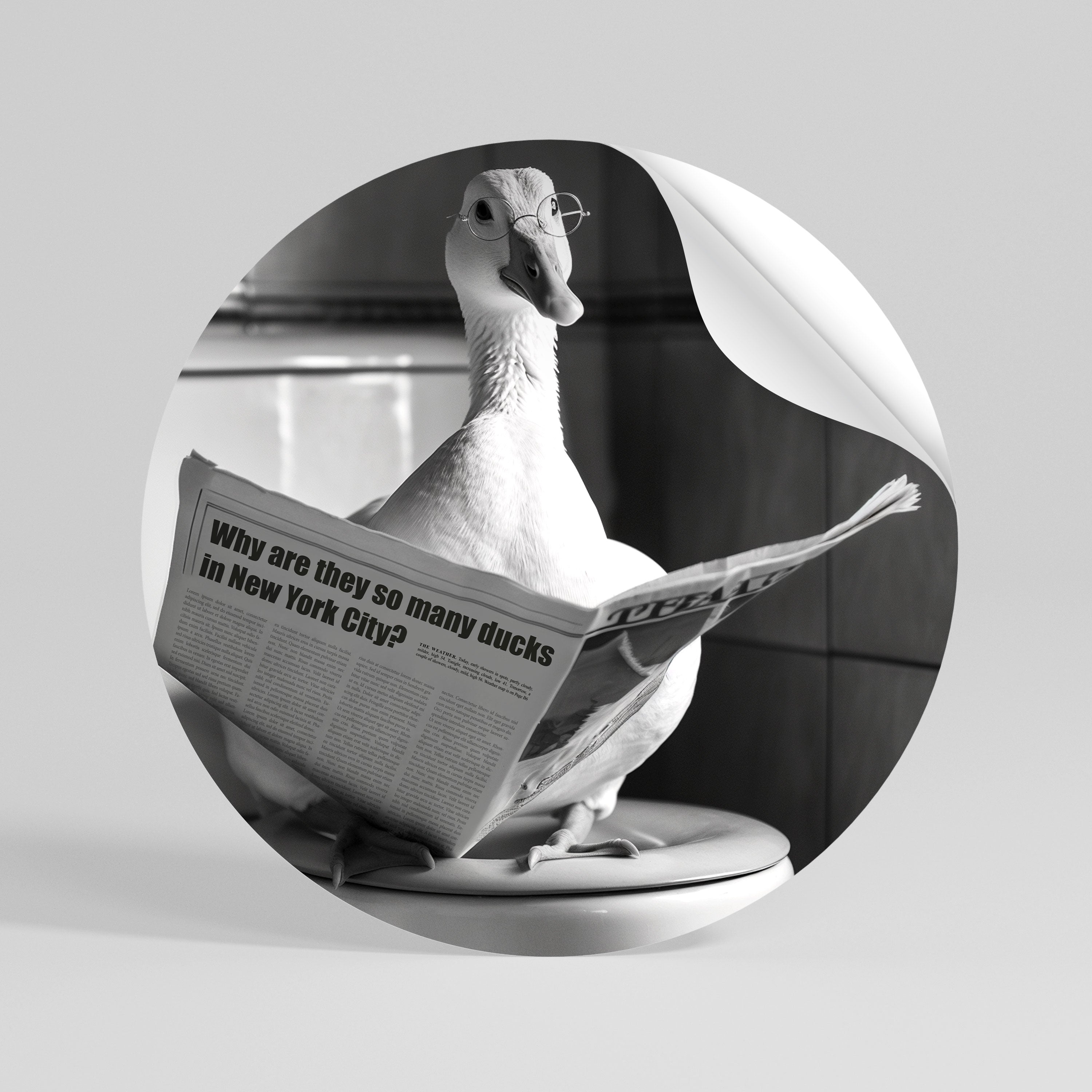 DUCKS IN THE CITY Αυτοκόλλητη "Peel and Stick" Αφίσα στρογγυλή