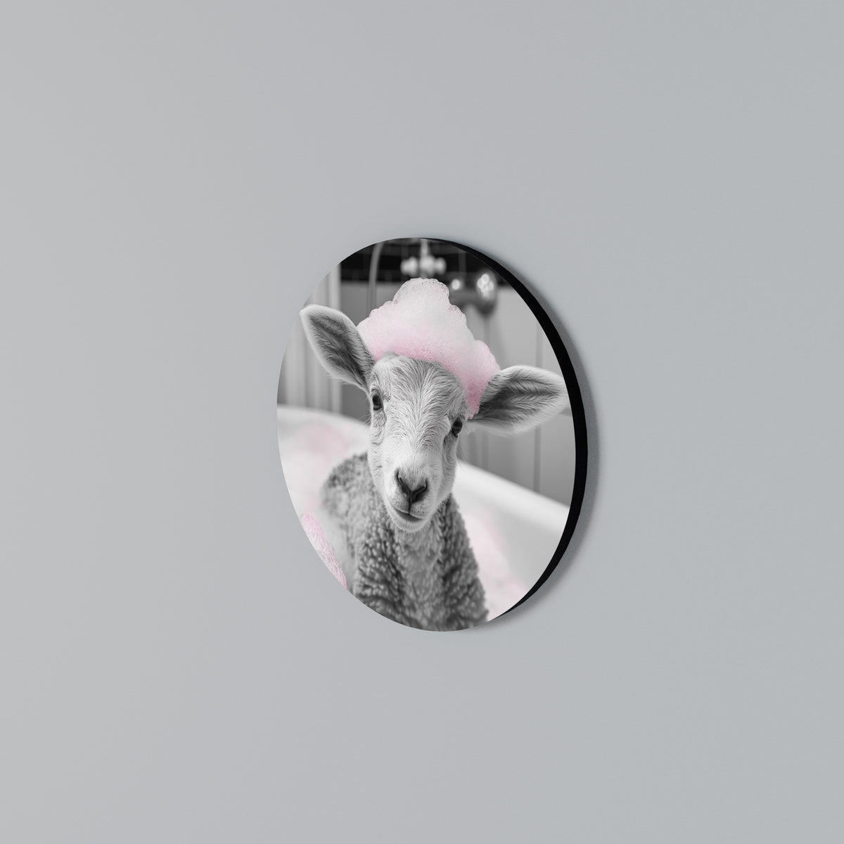 PINK CLOUD BATH TIME Στρογγυλός πίνακας ζωγραφικής