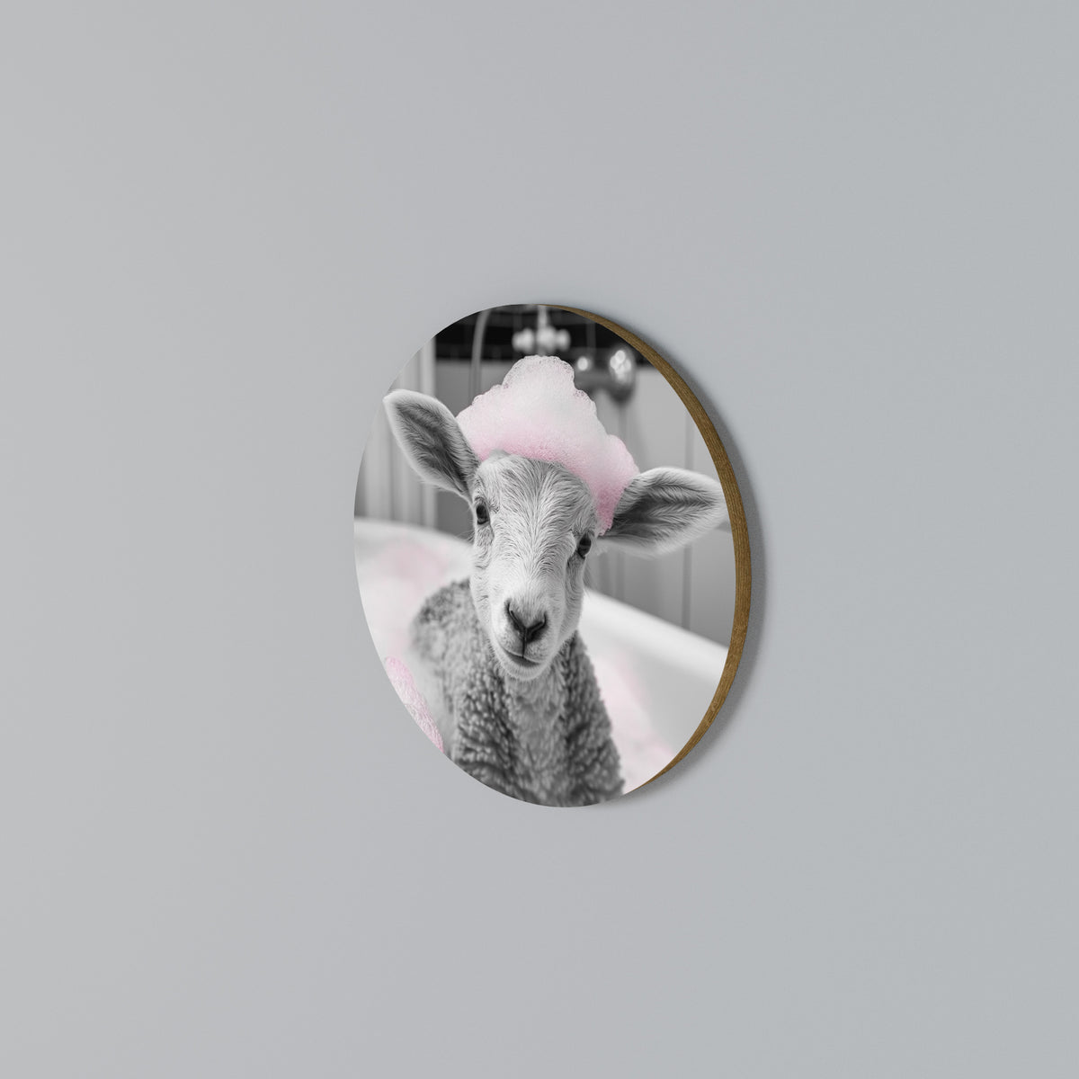 PINK CLOUD BATH TIME Στρογγυλός πίνακας ζωγραφικής