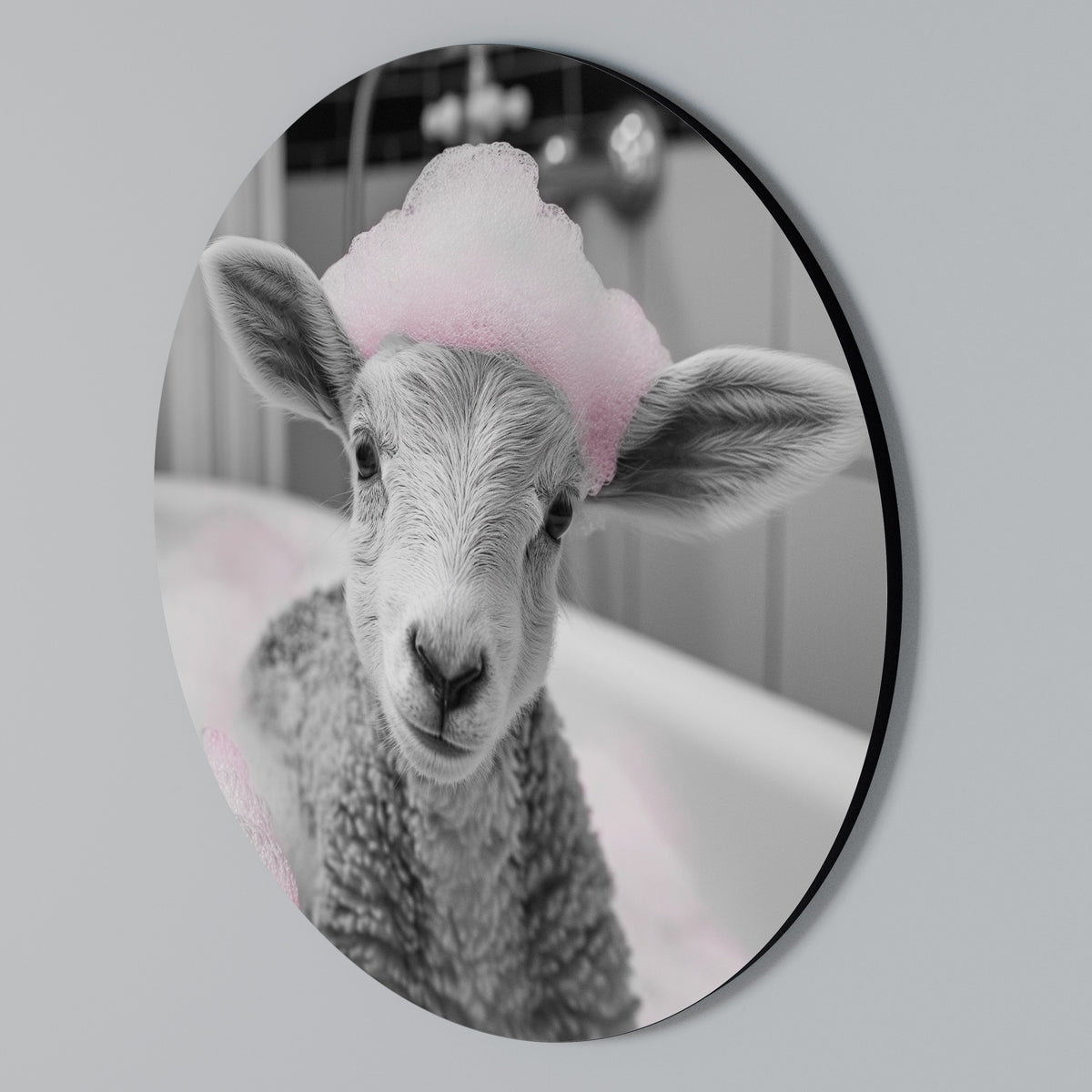 PINK CLOUD BATH TIME Στρογγυλός πίνακας ζωγραφικής