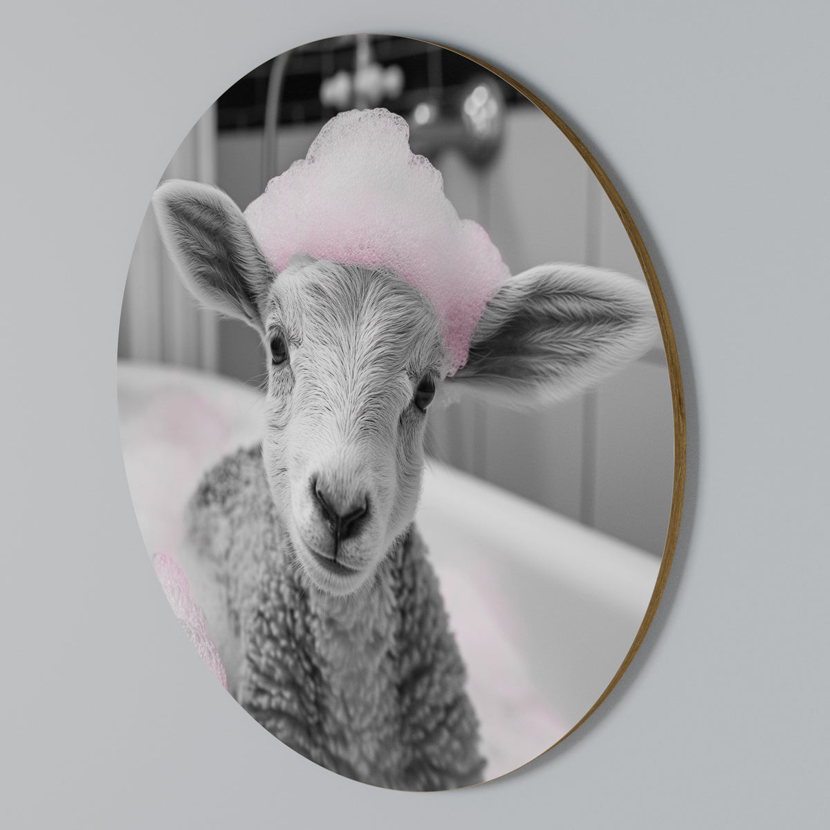 PINK CLOUD BATH TIME Στρογγυλός πίνακας ζωγραφικής