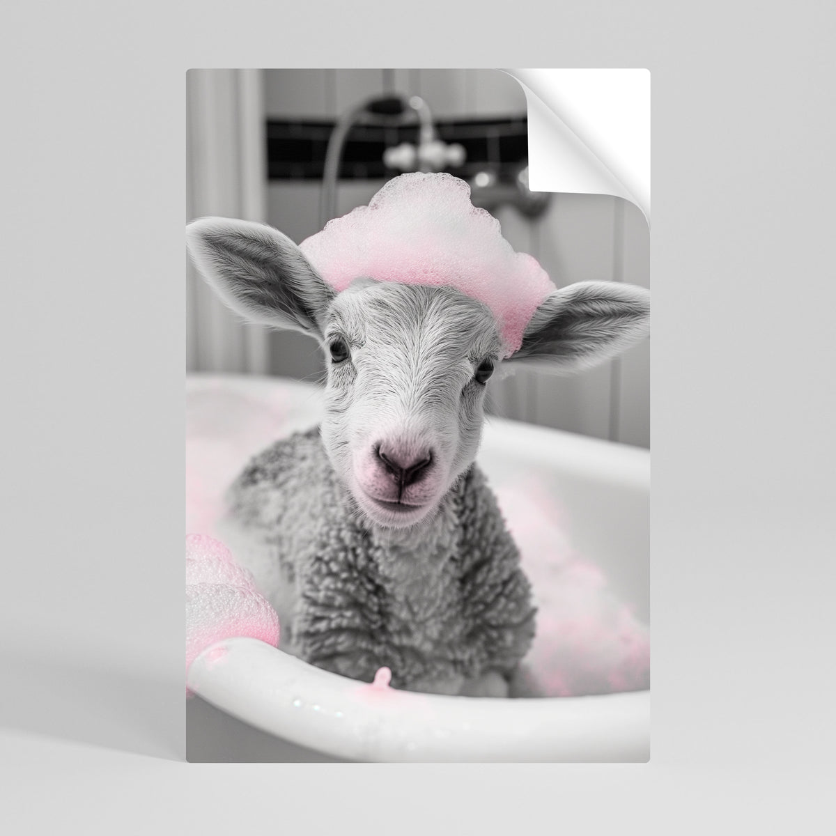 PINK CLOUD BATH TIME Αυτοκόλλητη Αφίσα κάθετη