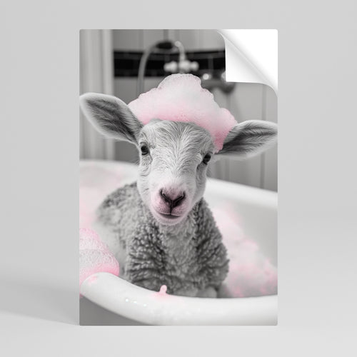 PINK CLOUD BATH TIME Αυτοκόλλητη Αφίσα κάθετη